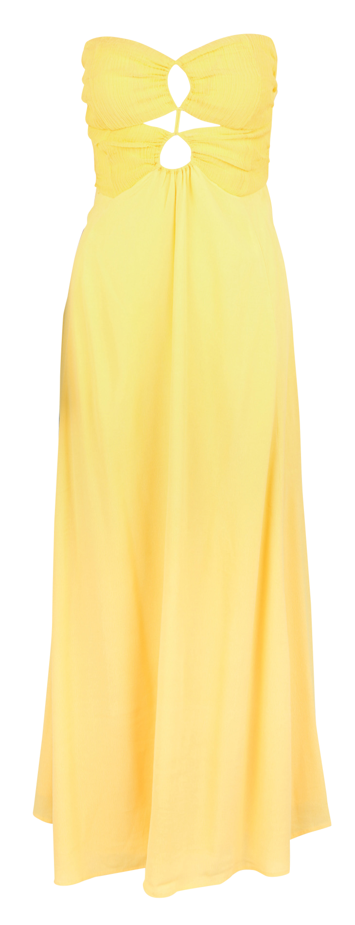 Lange, strapless jurk van linnen en zijdemix KARMA KOMA Geel