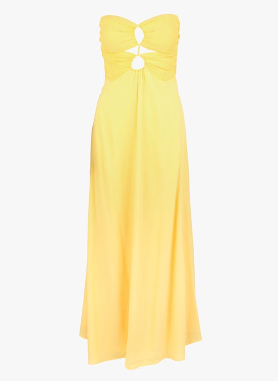 Robe bustier longue en lin et soie mélangé Lips Jaune Karma koma