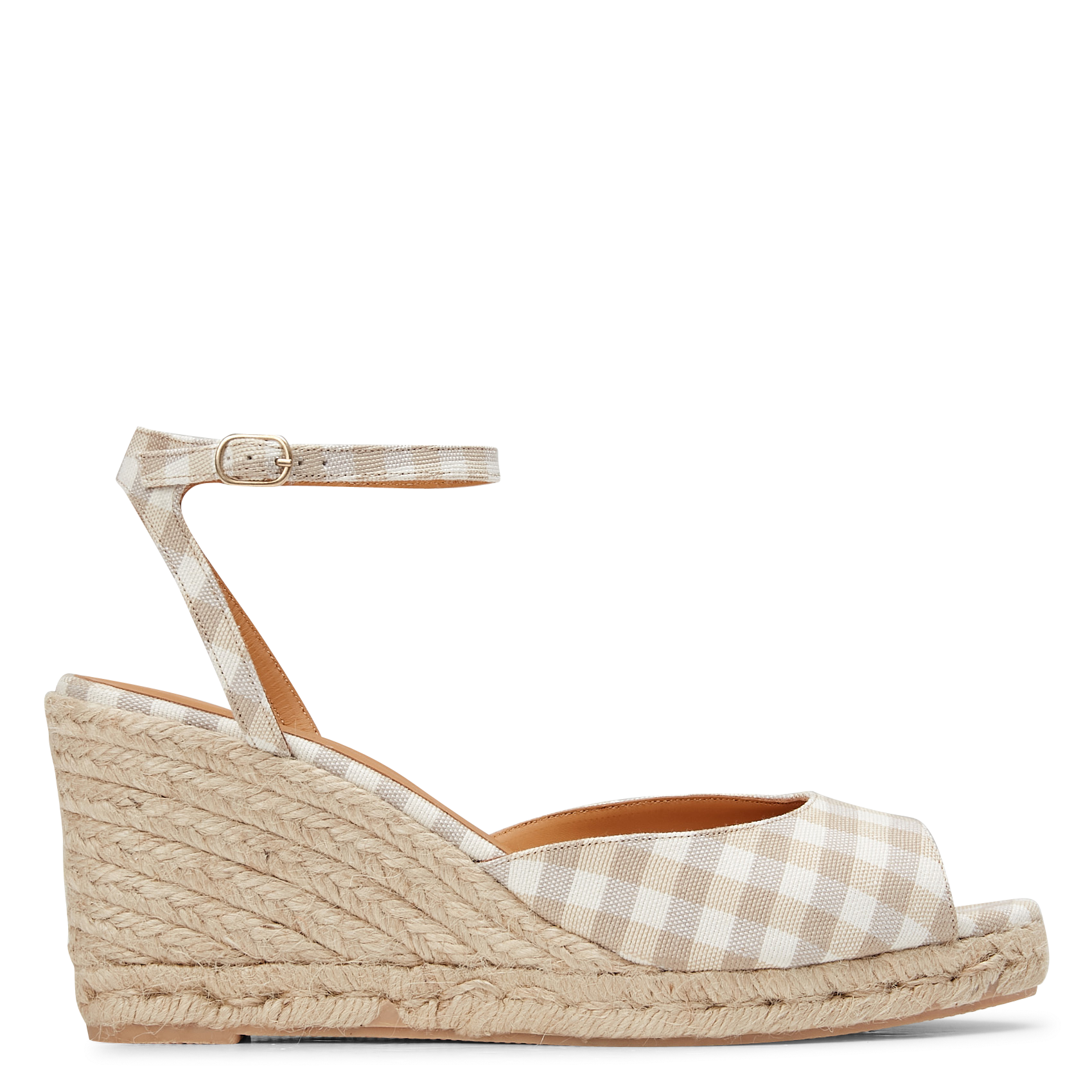 Sandales compensées en cuir imprimé RIVECOUR Beige