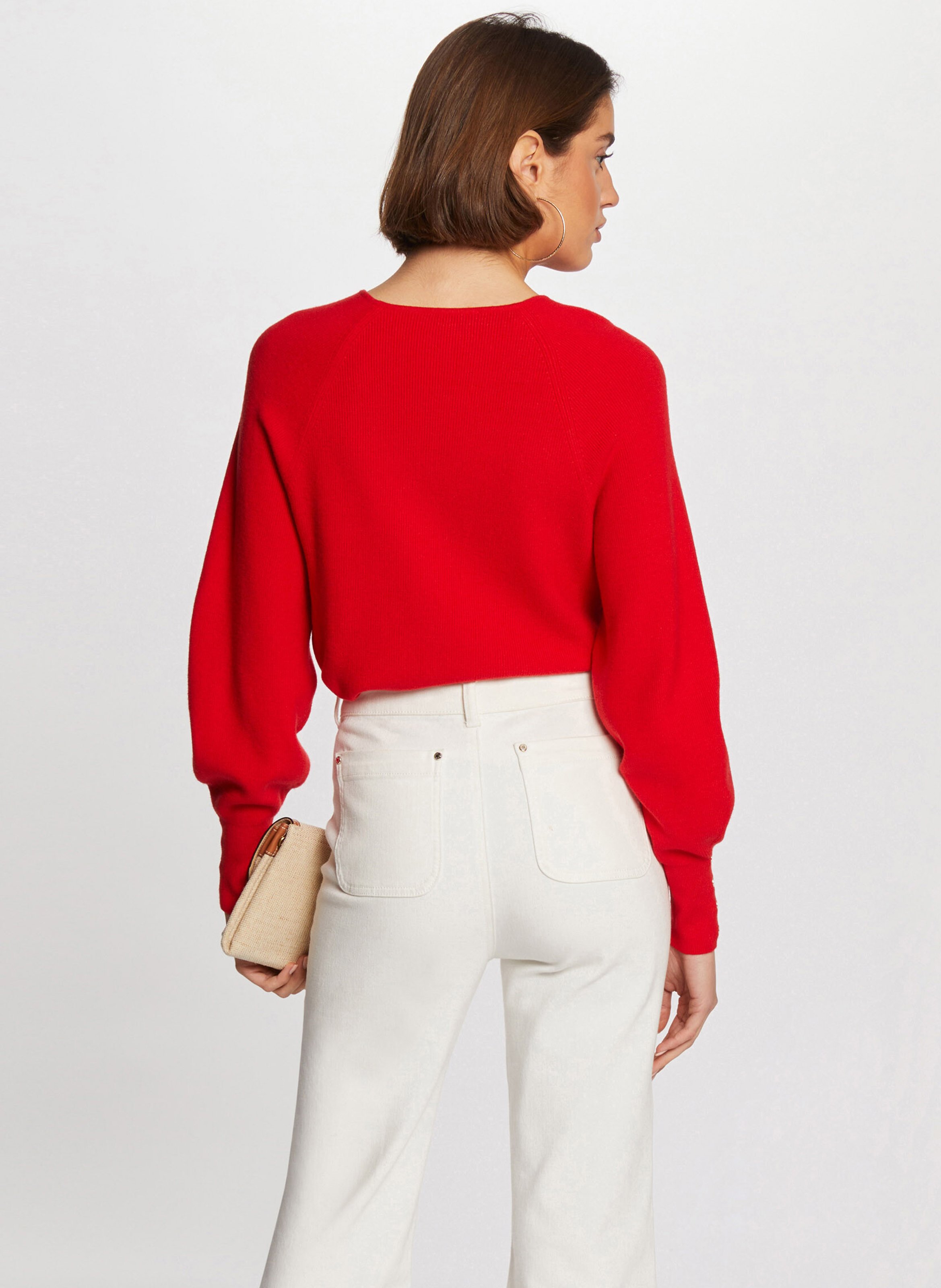 Rechte trui in fijne breiwerk MORGAN Rood