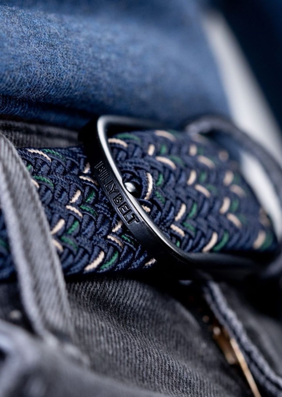 Multicolored braided elastic belt BILLYBELT Blue