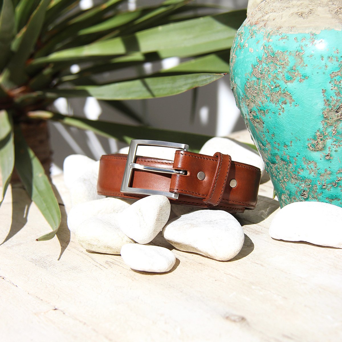 Classic smooth leather belt JULES & JENN Brown