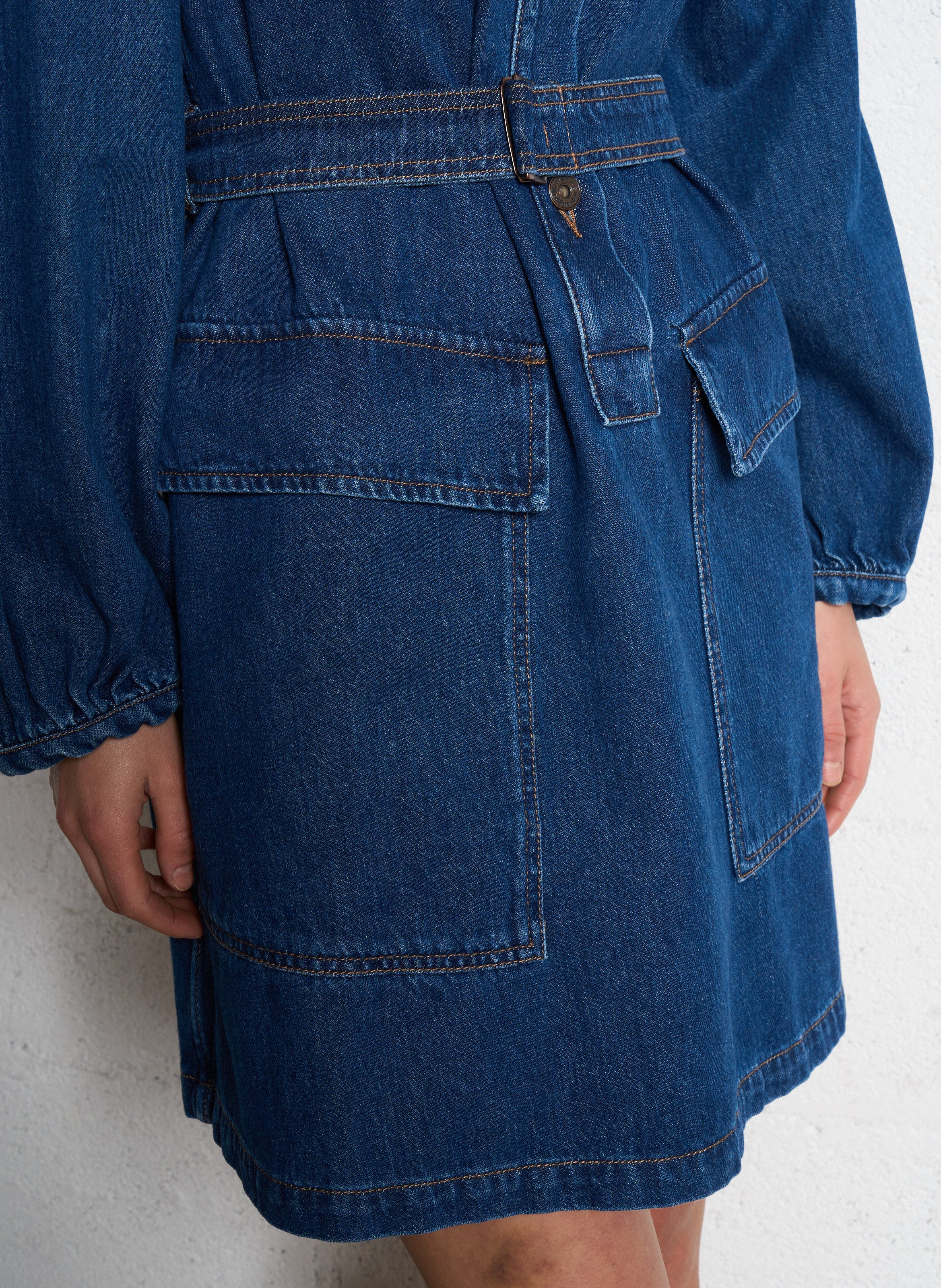 Robe courte col rond en jean MAX MARA WEEK END Bleu