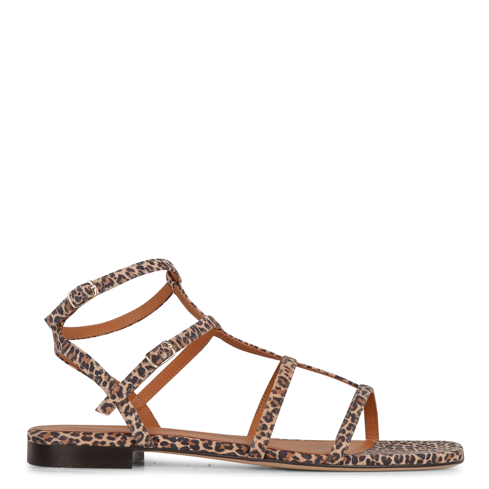 Sandales plates en cuir imprimé RIVECOUR Multicolore