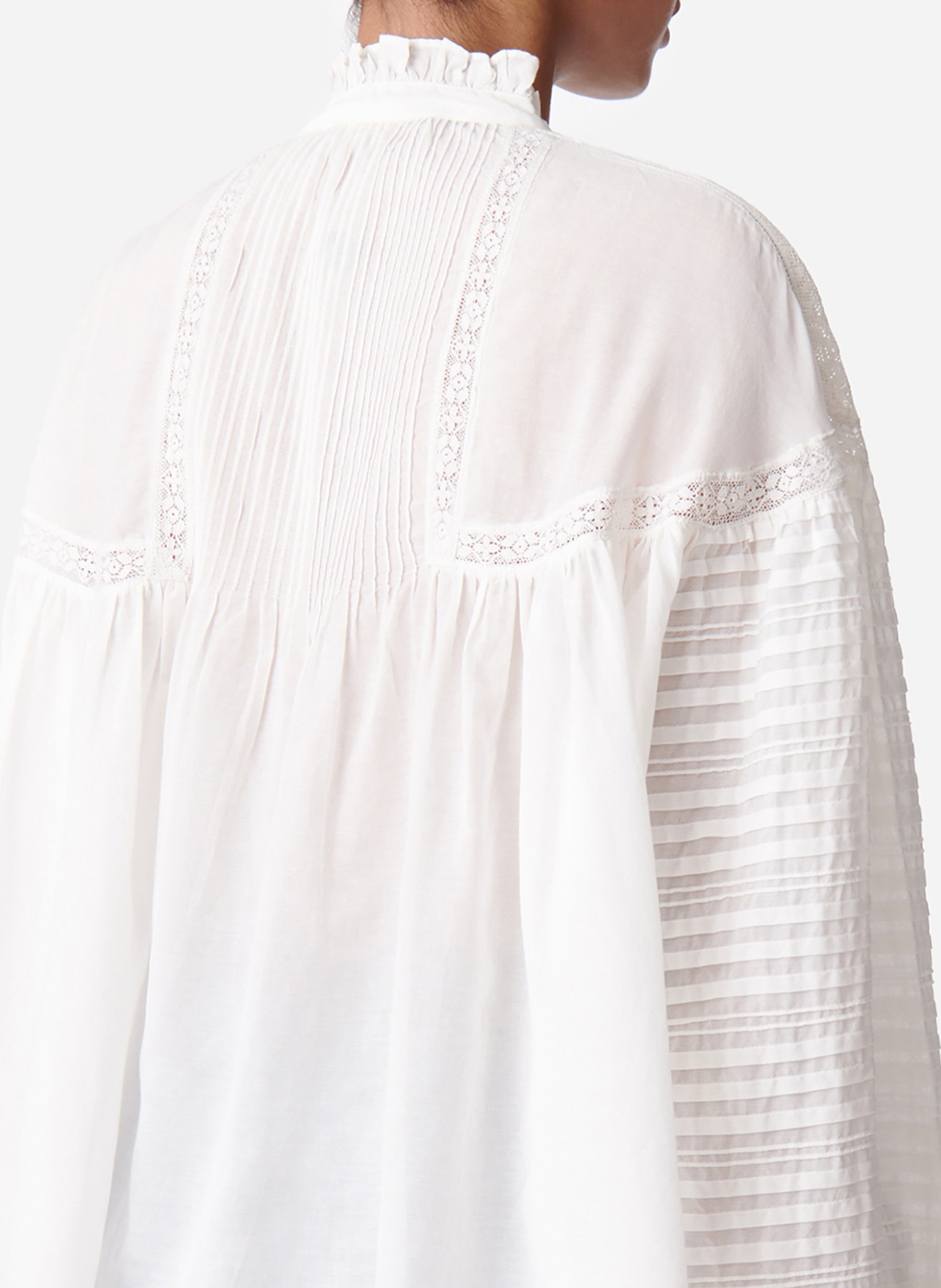 Blouse met rechte Victoriaanse kraag van gemengd katoen VANESSA BRUNO Wit