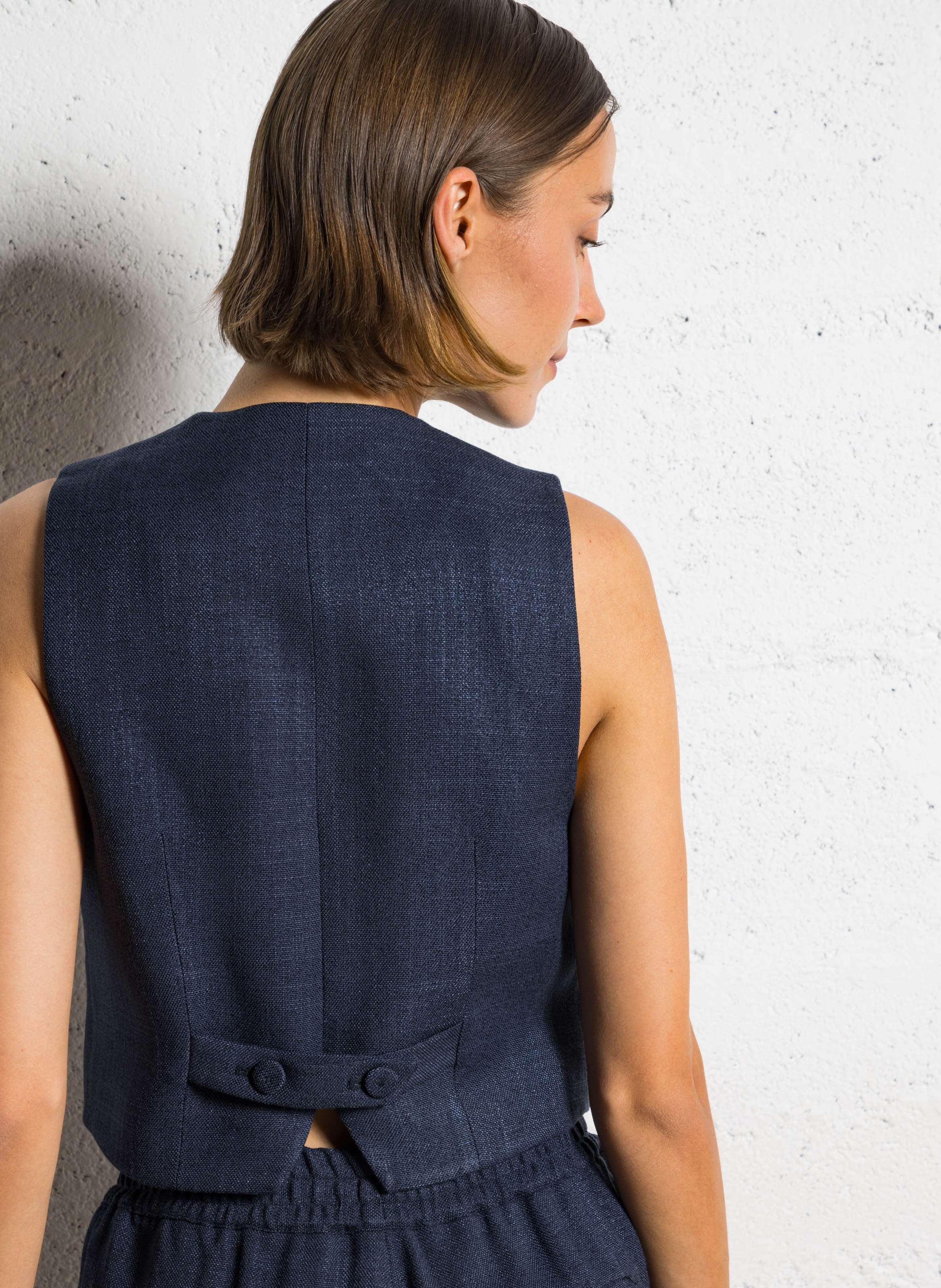 Straight blended virgin wool V-neck cardigan MARGAUX LONNBERG Blue