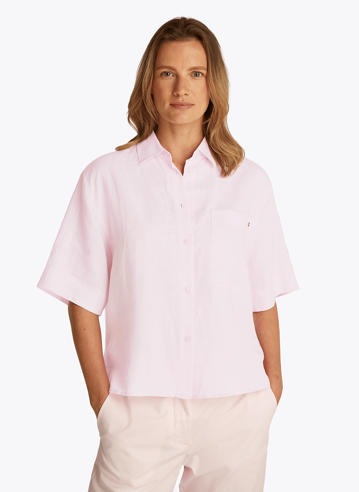 Straight-fit, linnen overhemd TOMMY HILFIGER Roze