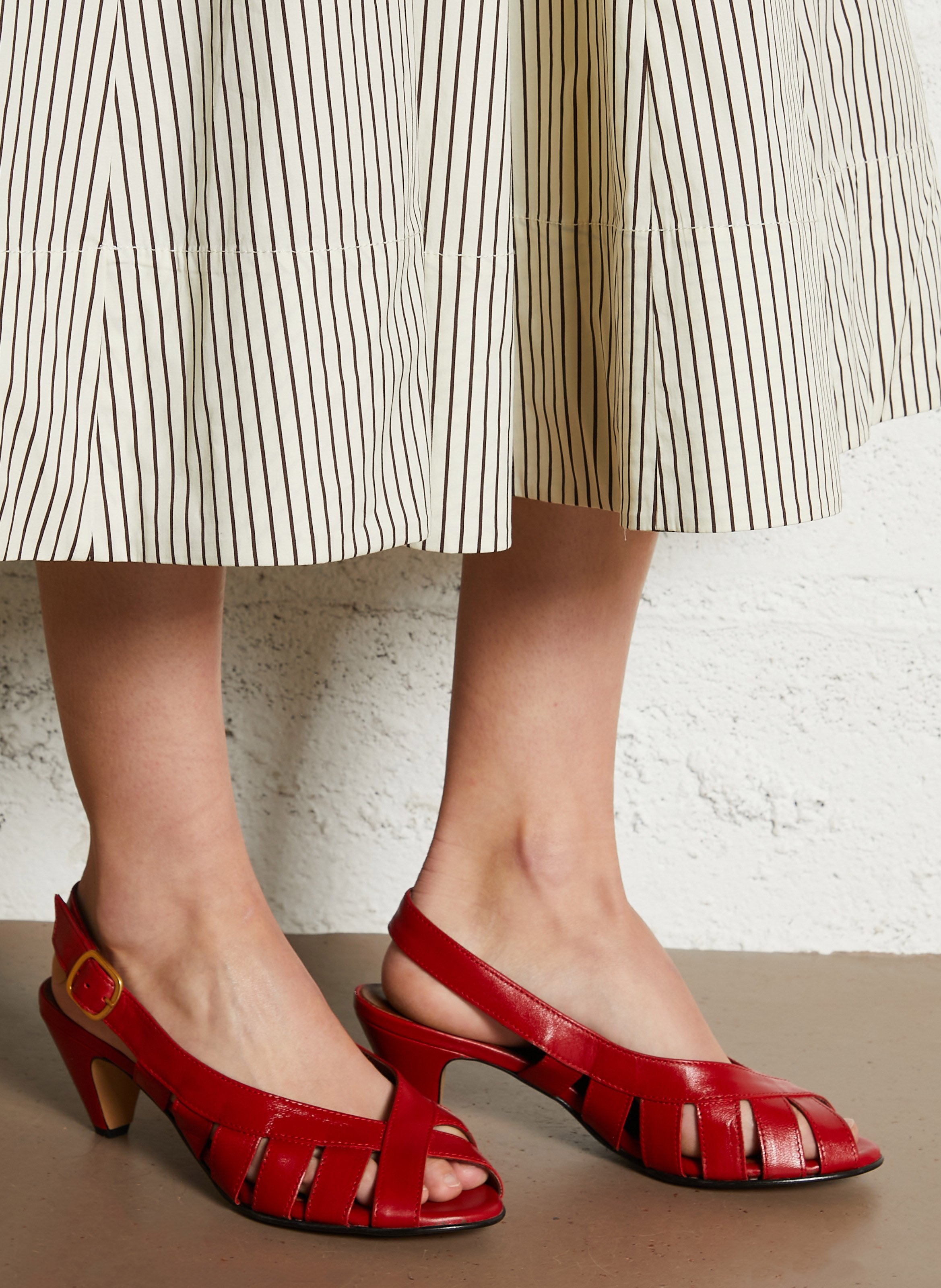 Sandales hautes à brides en cuir ANONYMOUS COPENHAGEN Rouge