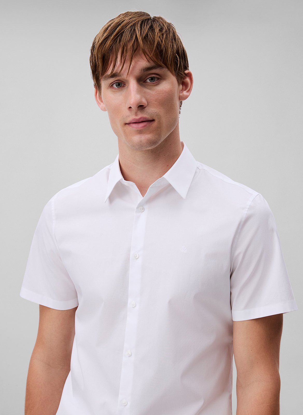 Cotton-mix slim-fit shirt CALVIN KLEIN White