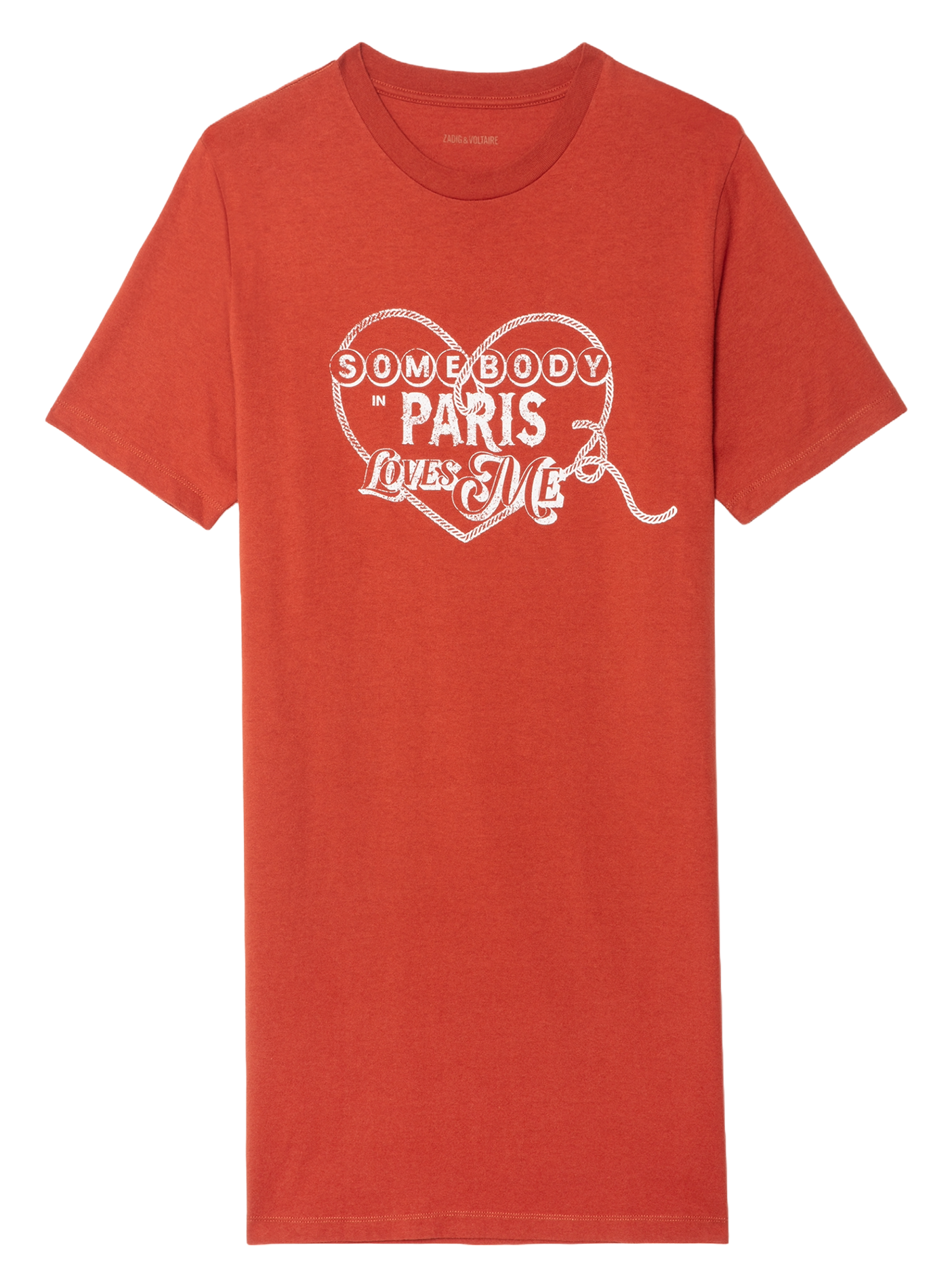 Robe courte col rond en coton ZADIG&VOLTAIRE Marron