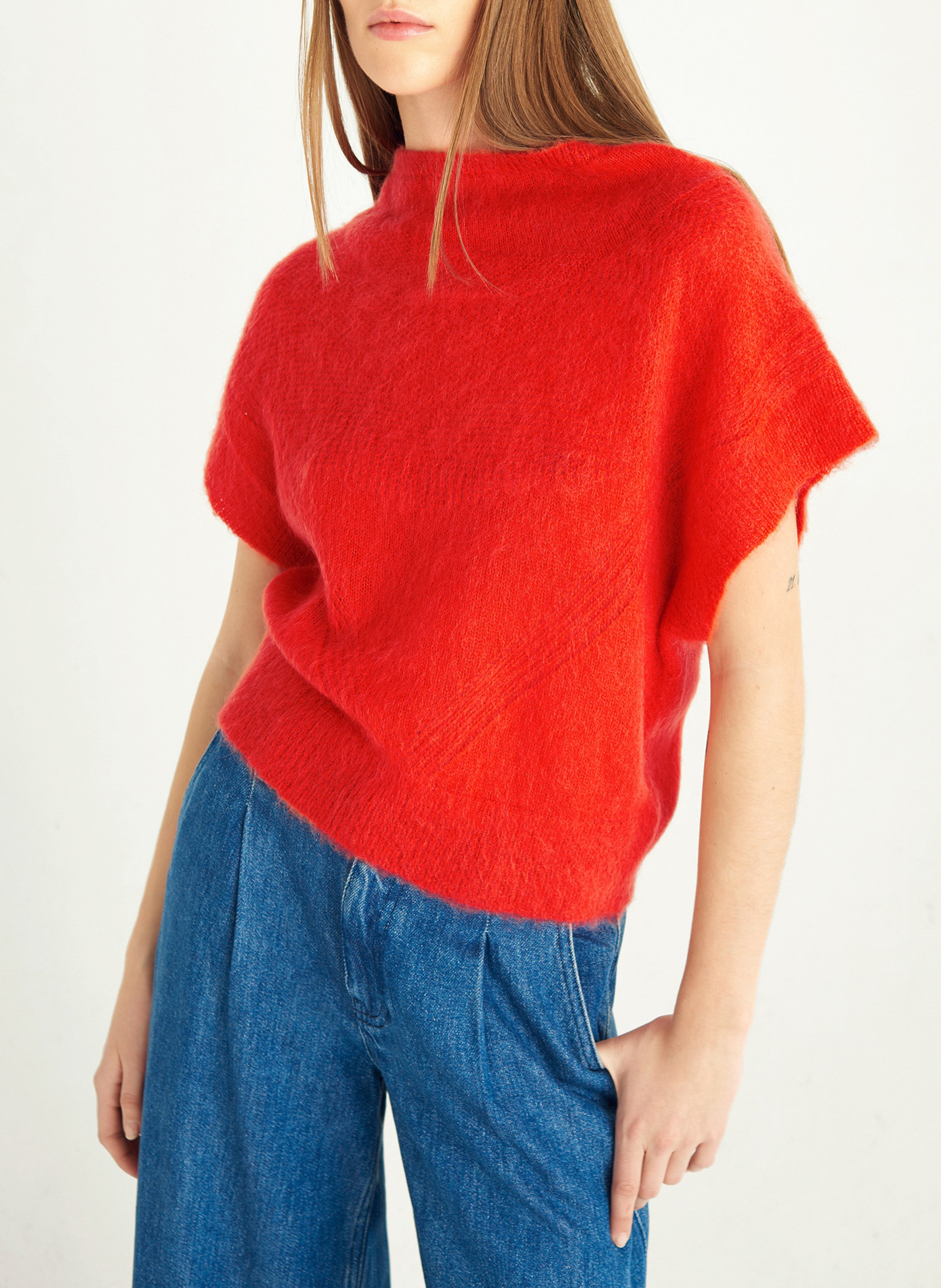 Pull ajusté col montant en laine mélangée COTELAC