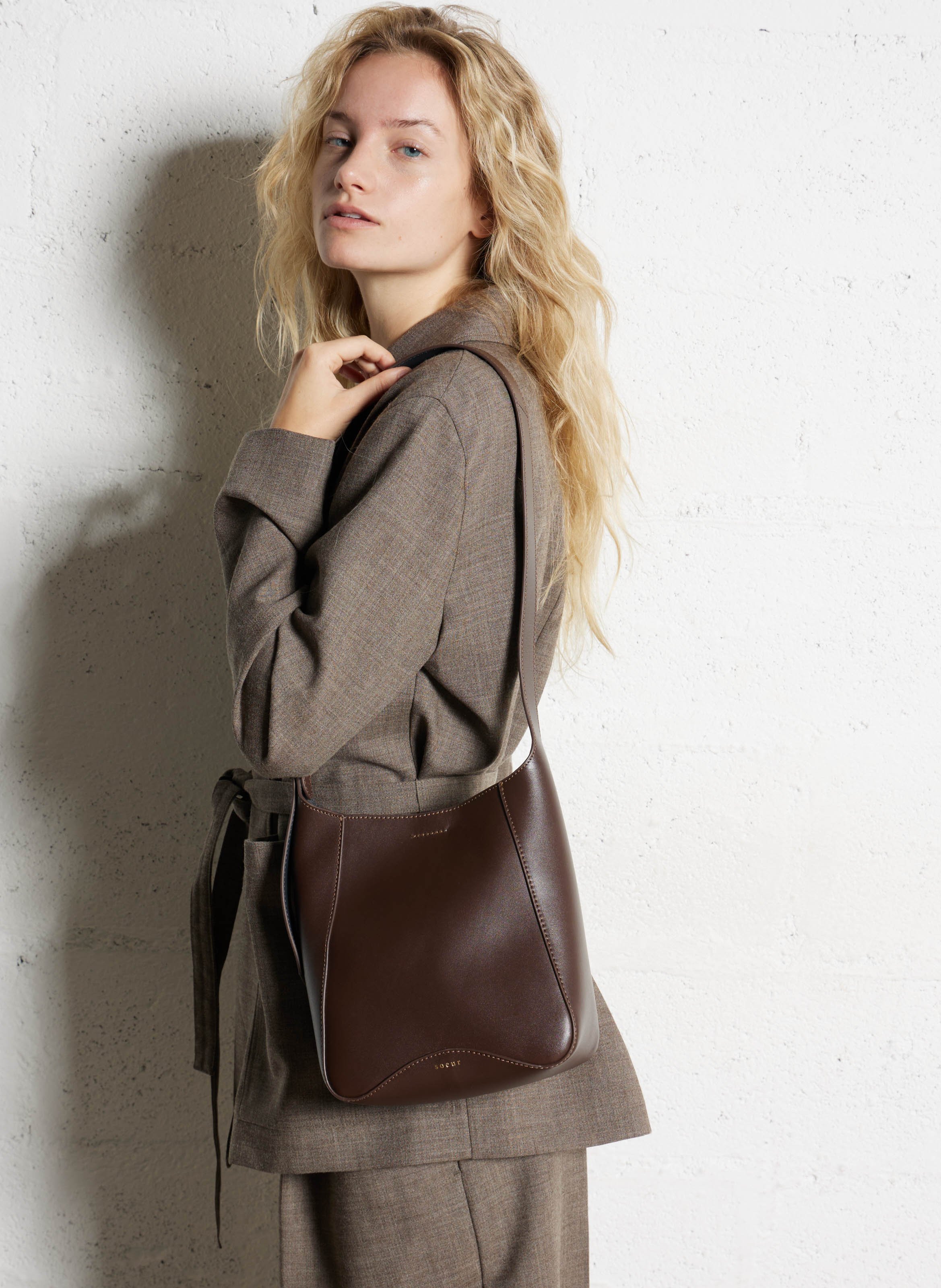 Dori leather shoulder bag SOEUR Brown