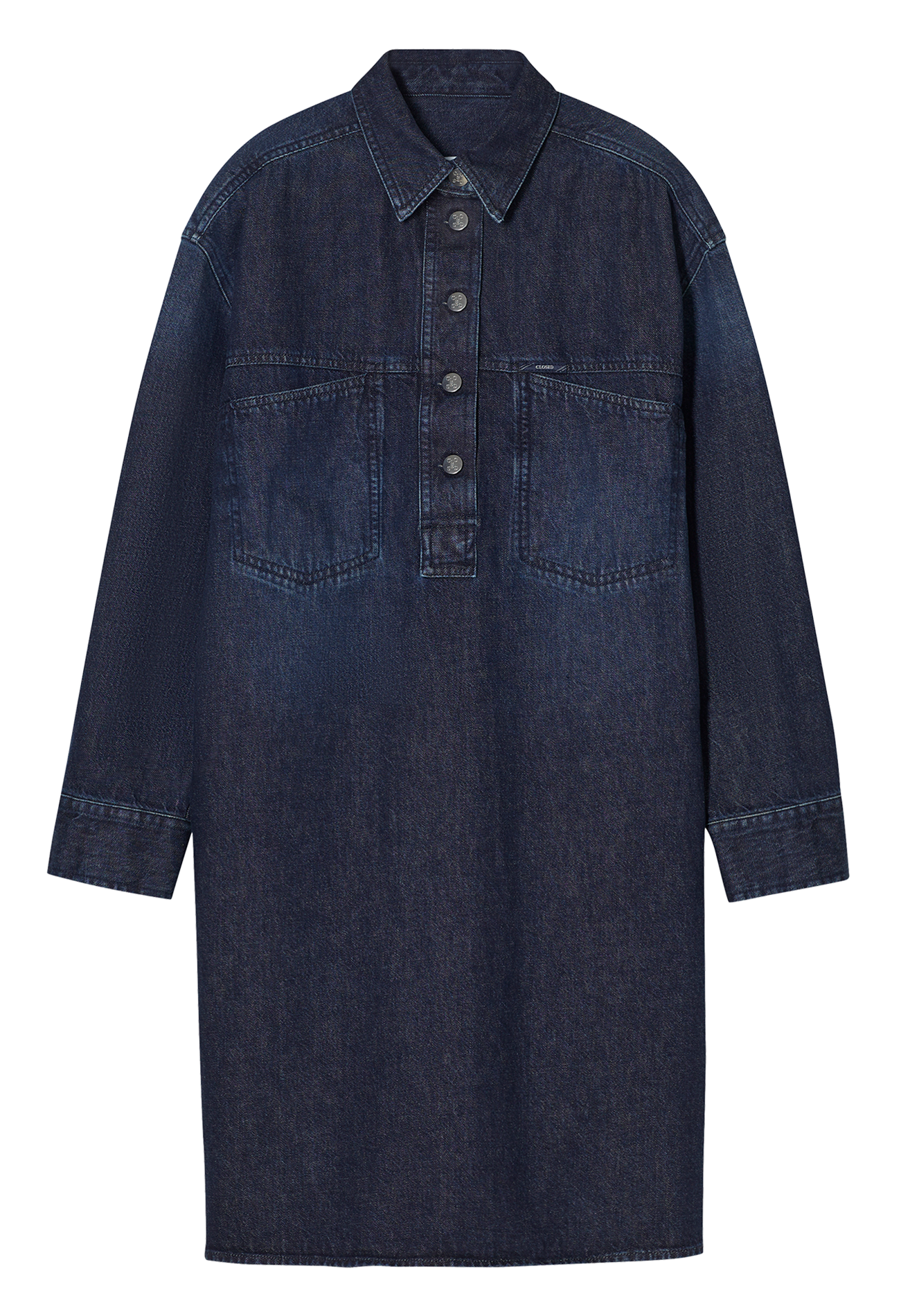 Mid-length raw denim shirt dress CLOSED Blue