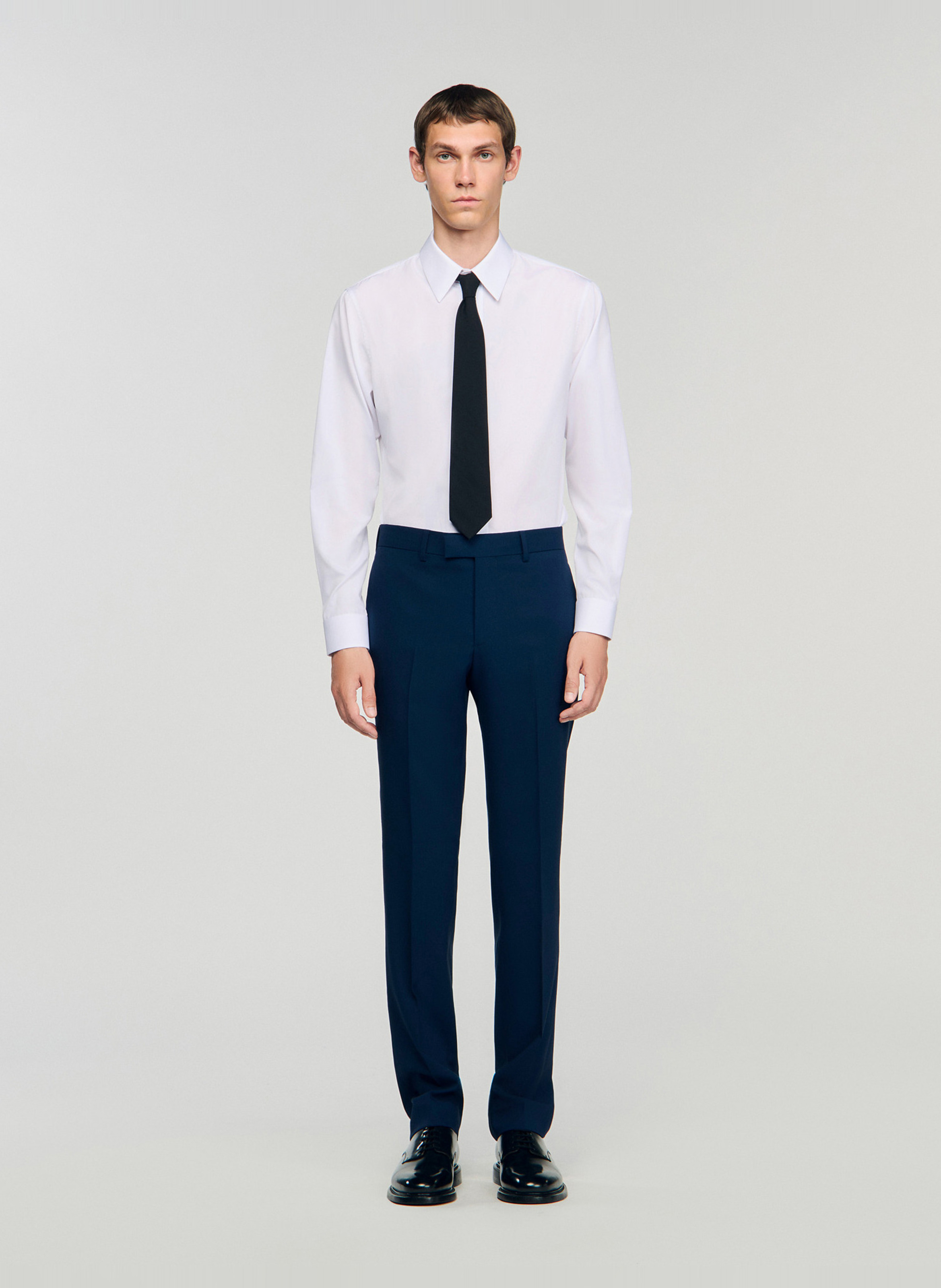 Pantalon de costume en laine SANDRO Bleu