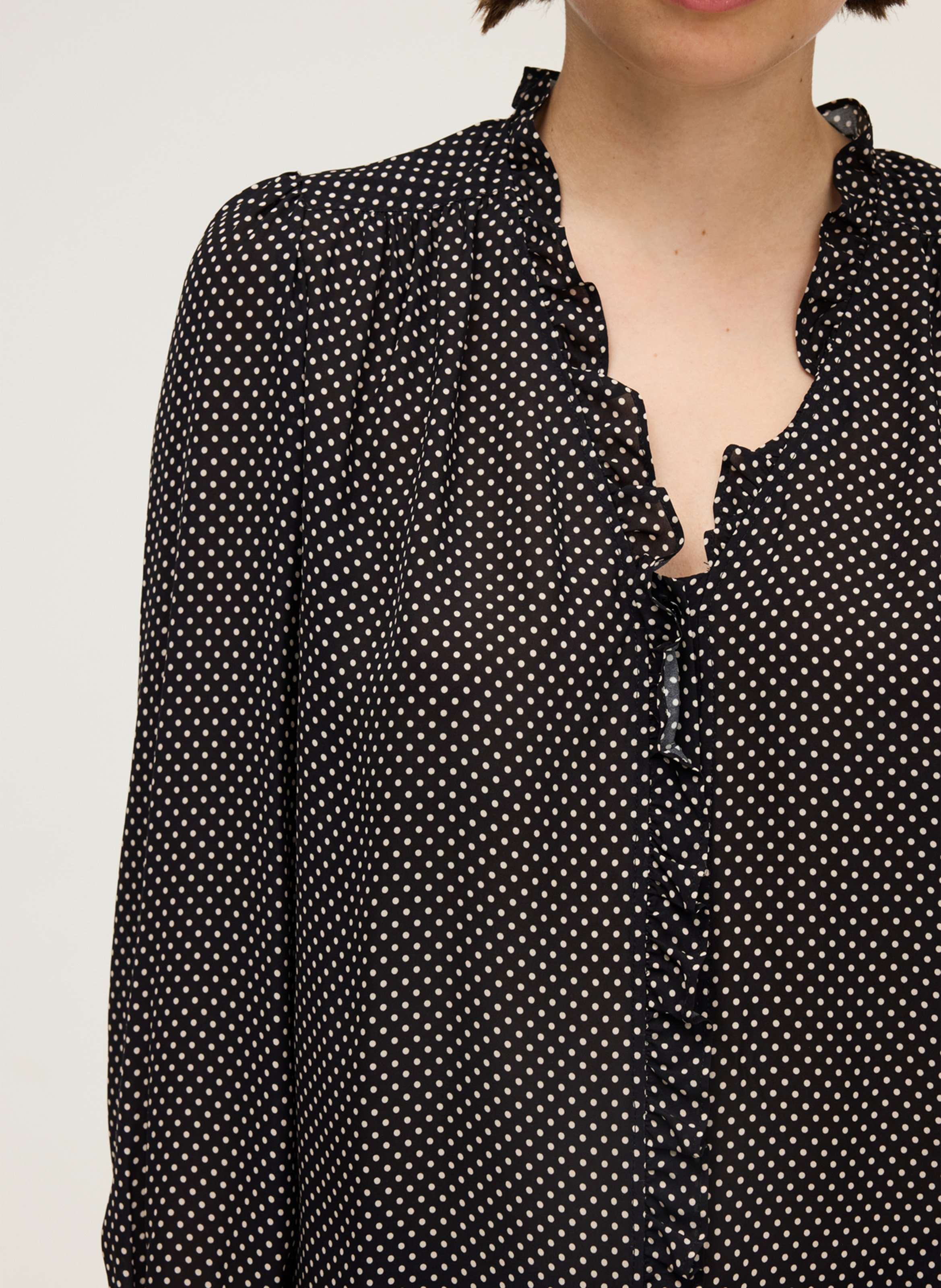 V-neck polka dot blouse PABLO Black