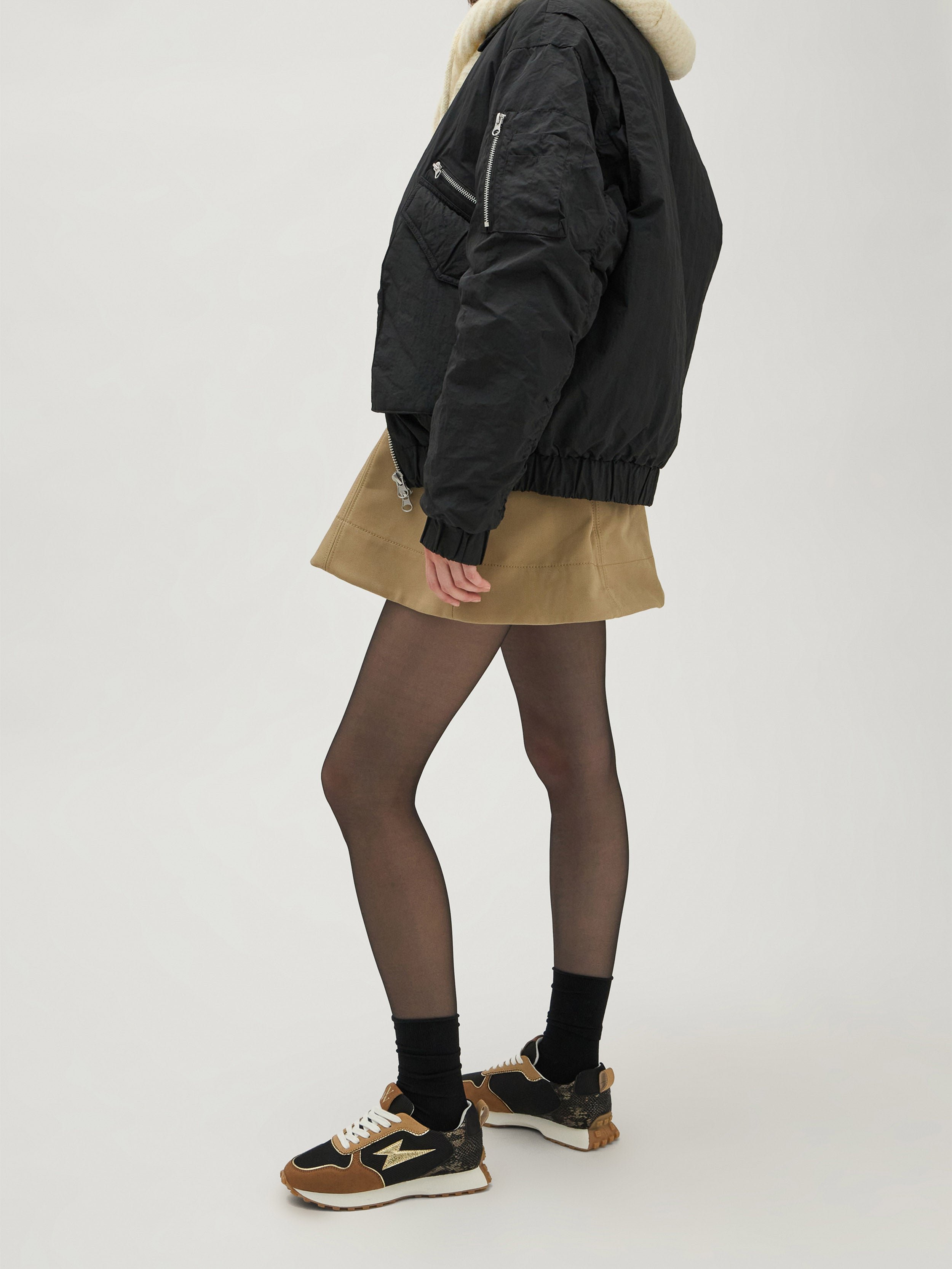 Contrasting leather-effect low-top sneakers VANESSA WU Brown