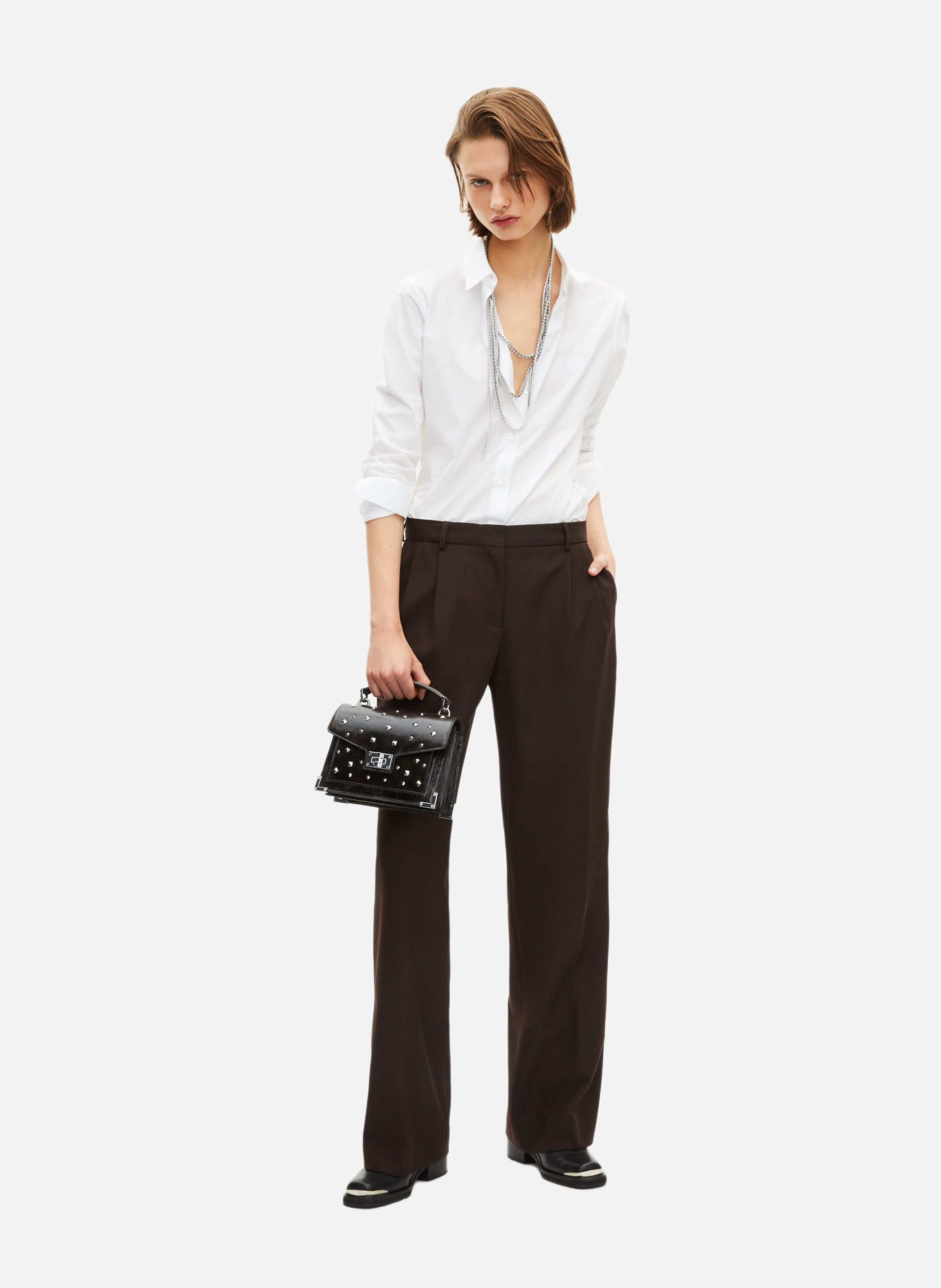 Pantalon tailleur large THE KOOPLES Marron