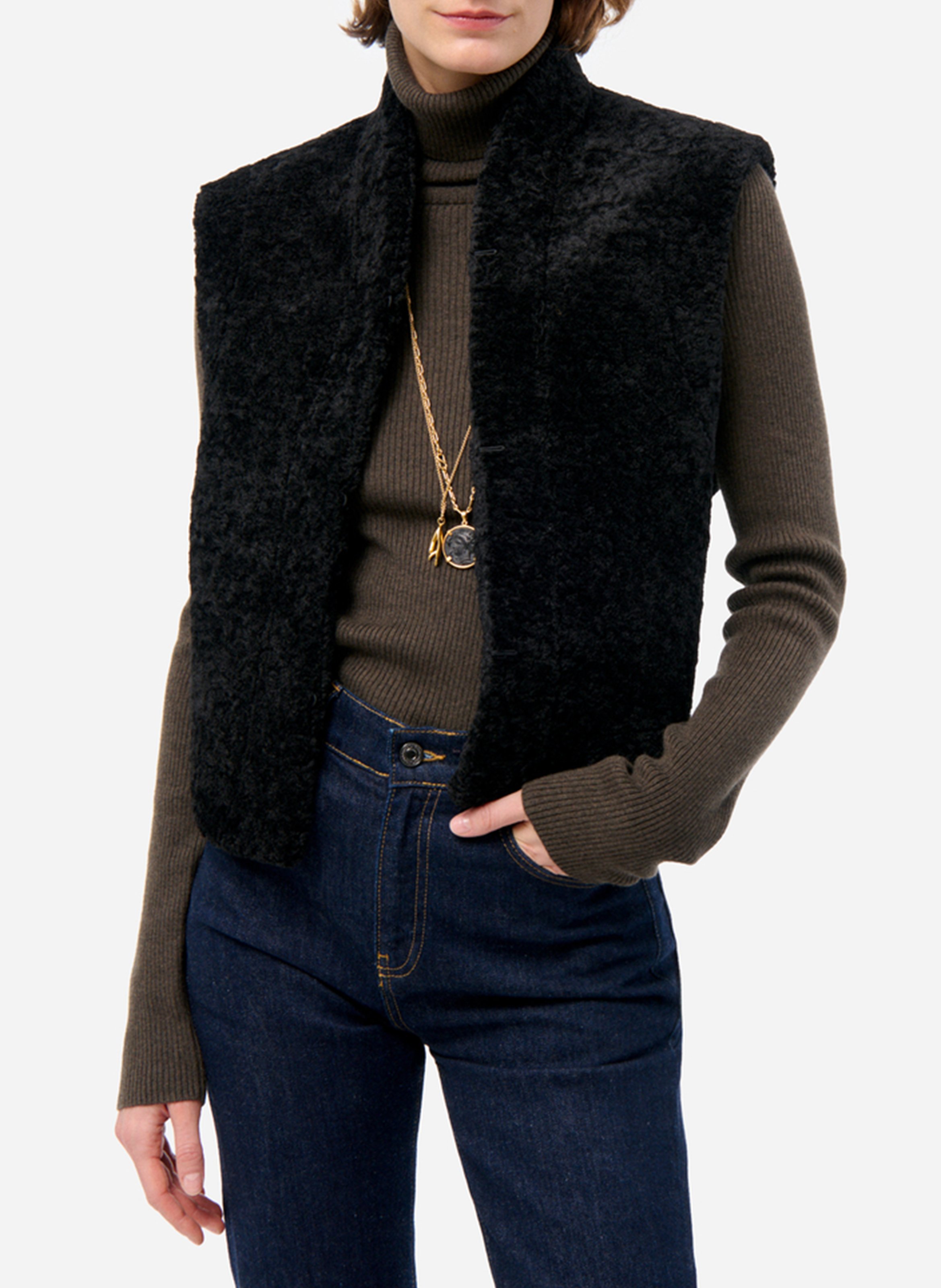 Mouwloos recht vest VANESSA BRUNO Zwart