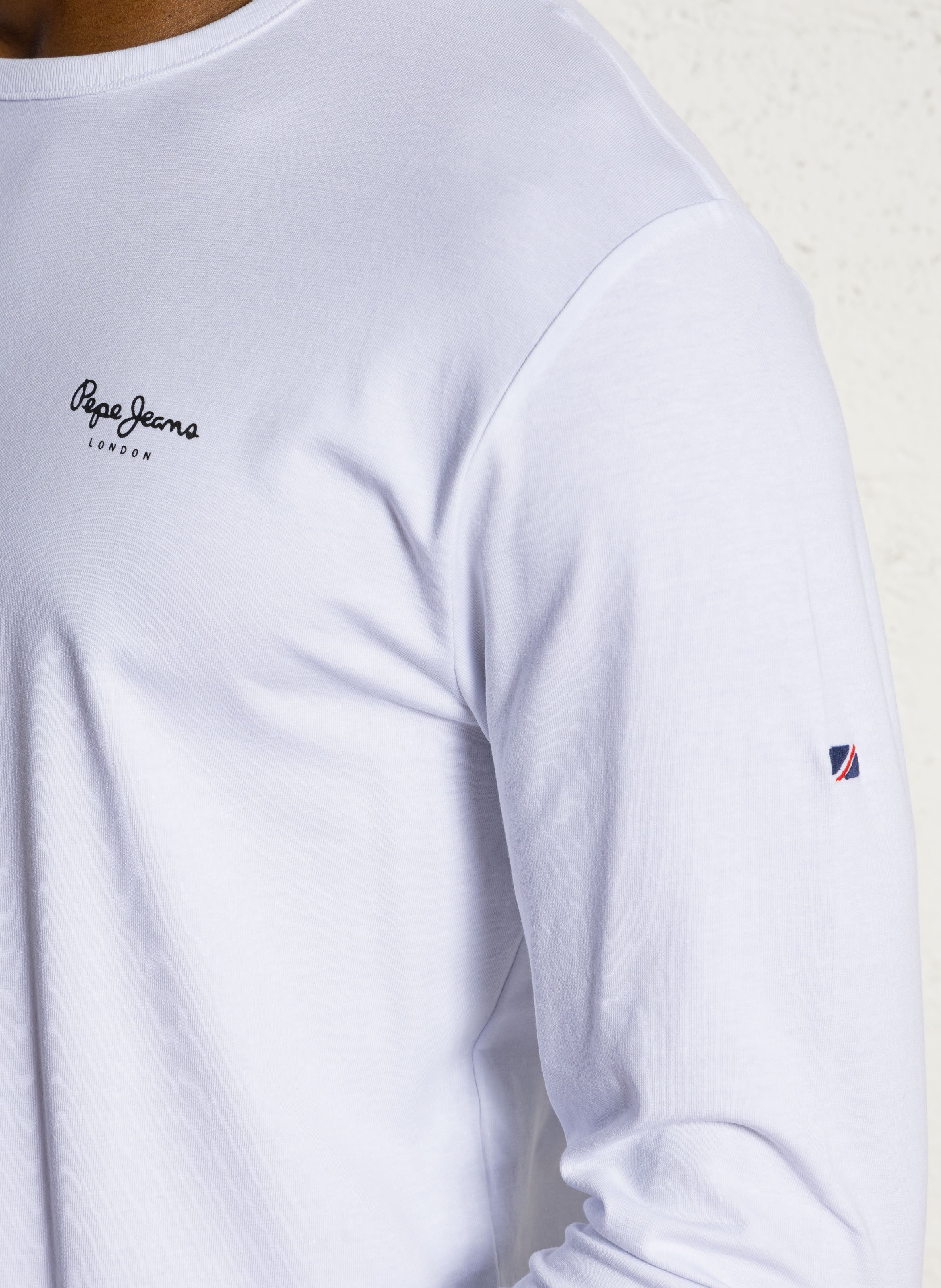 Rundhals-T-Shirt aus Stretch-Baumwolle mit Siebdruck PEPE JEANS Weiss