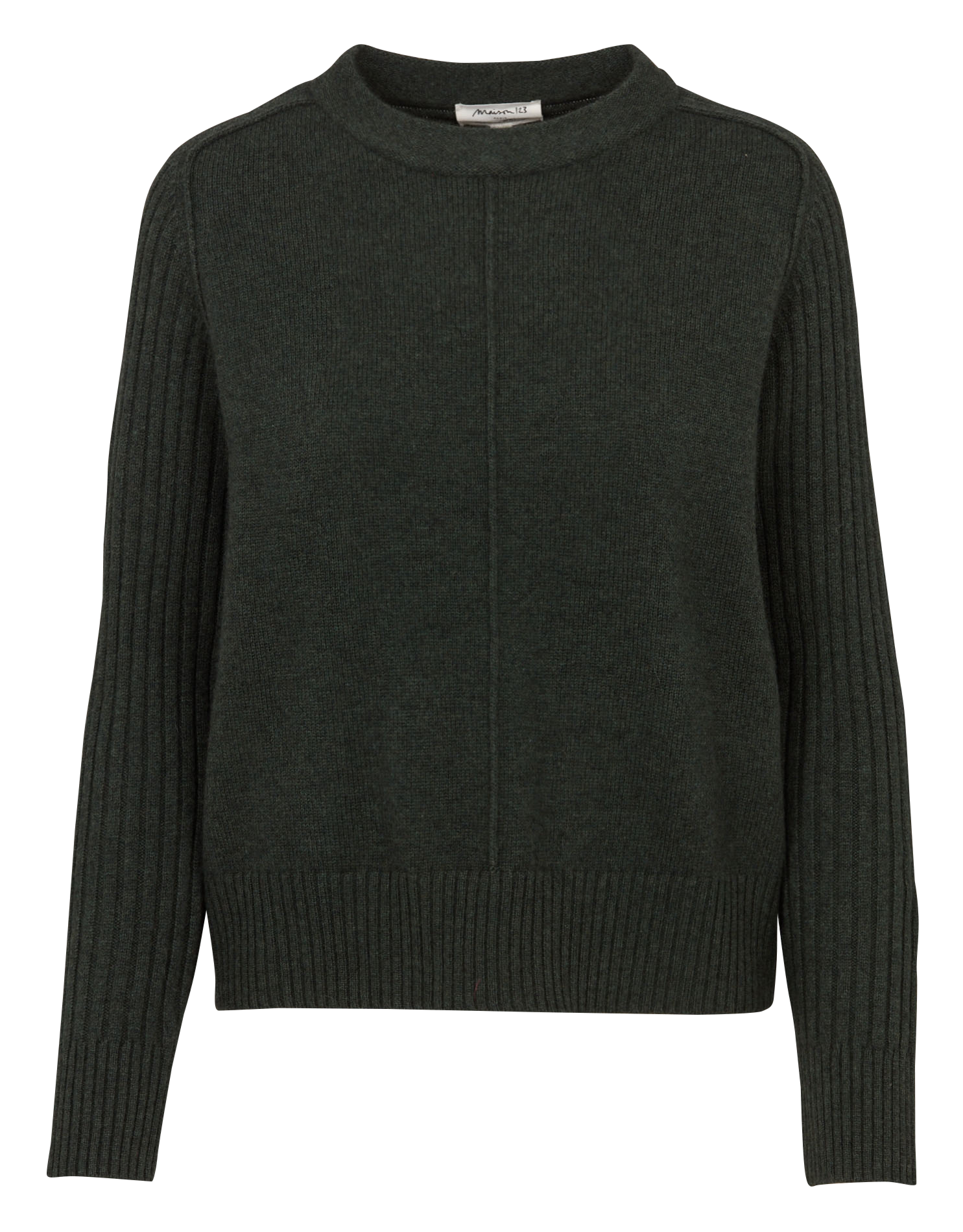 Pull droit col rond uni en laine MAISON 123 Vert