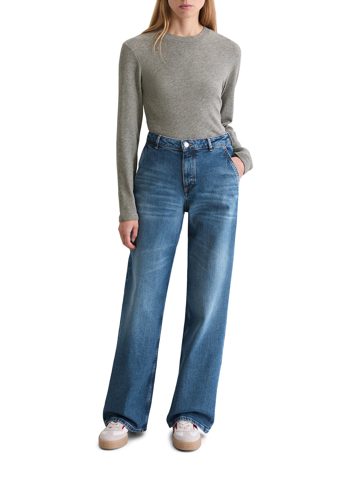Cotton-blend wide-leg jeans MARC O'POLO Blue