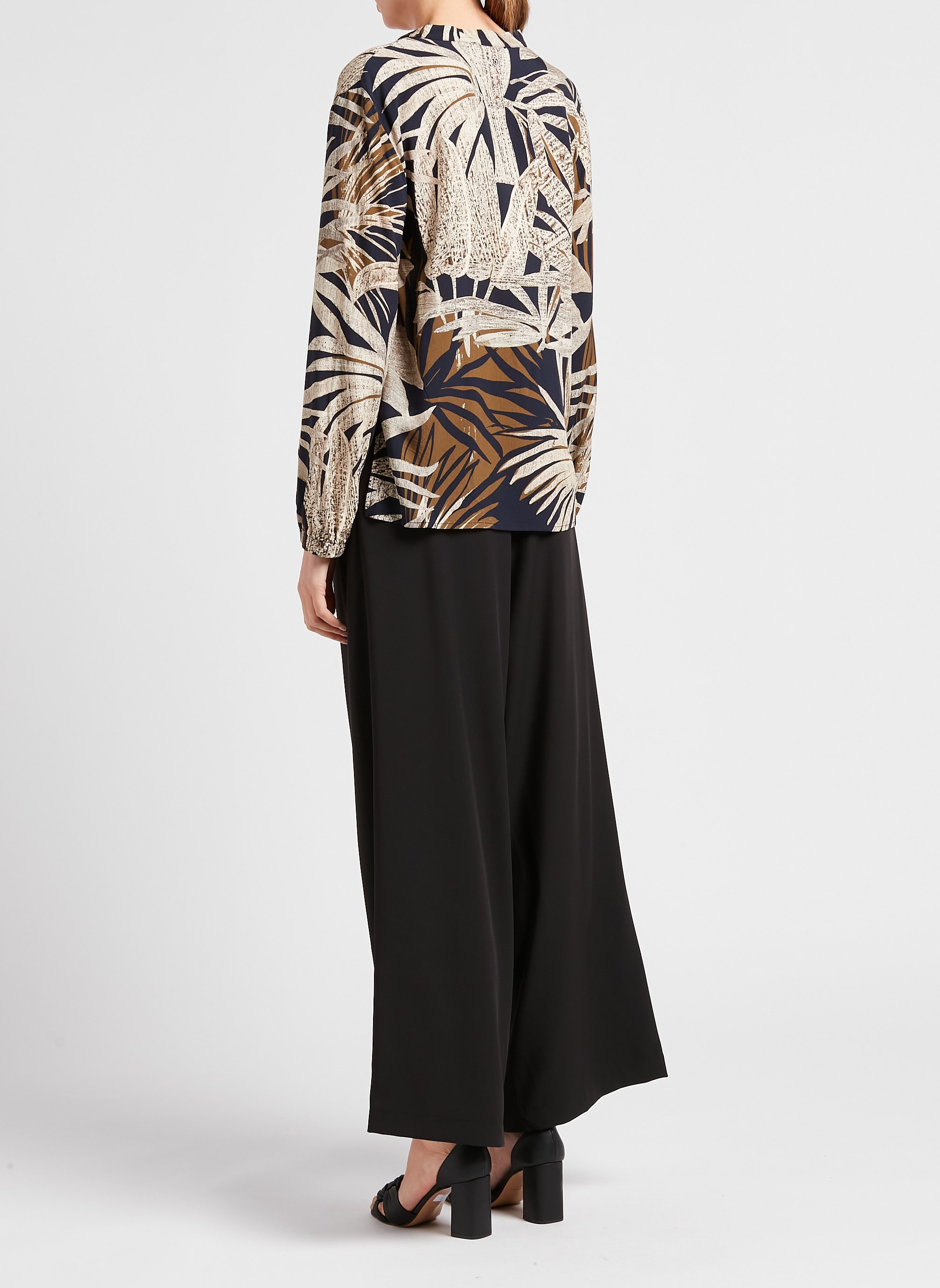 Bedruckte Bluse mit V-Ausschnitt PLEASE Schwarz