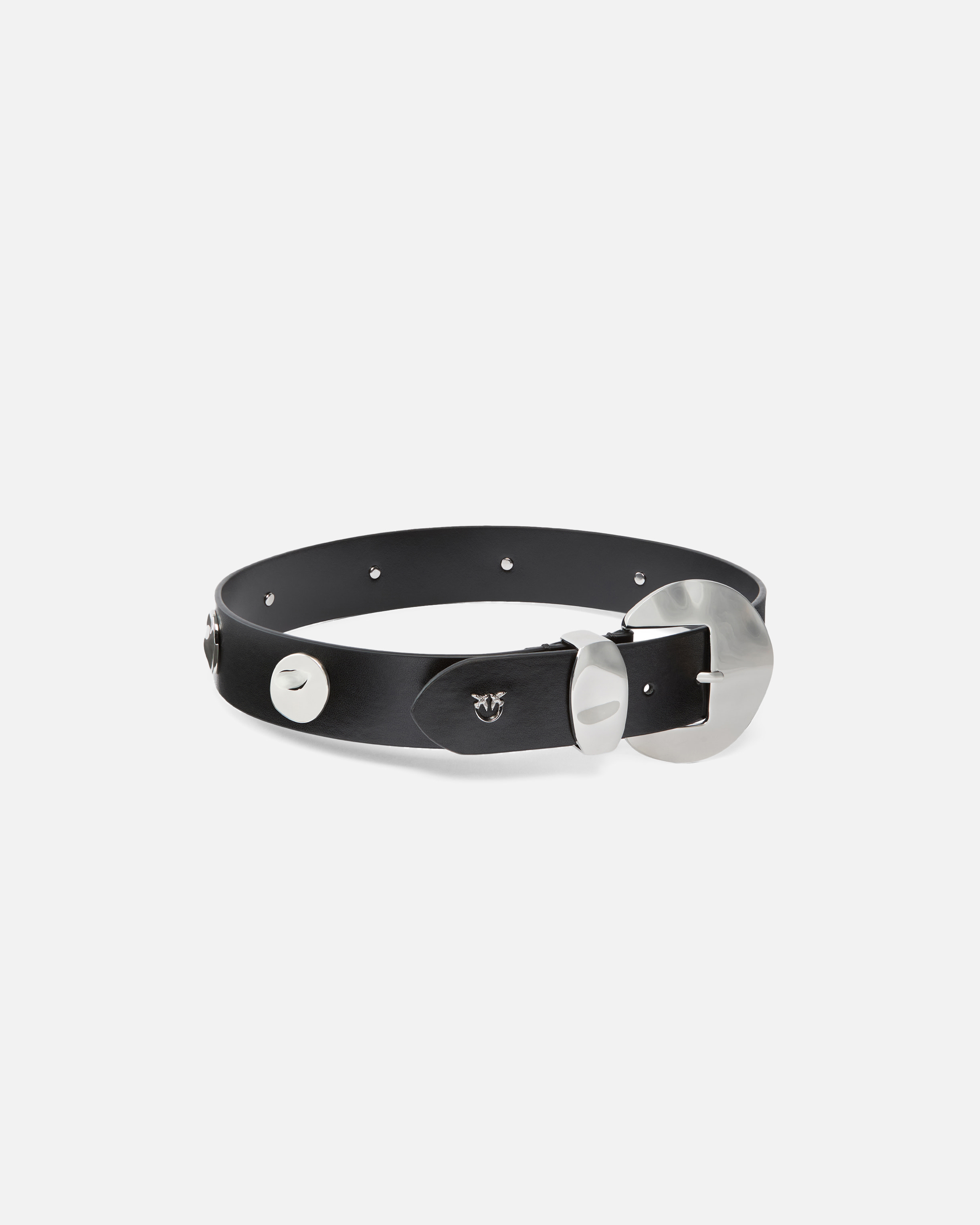 Studded belt with love birds logo 4 cm PINKO Black