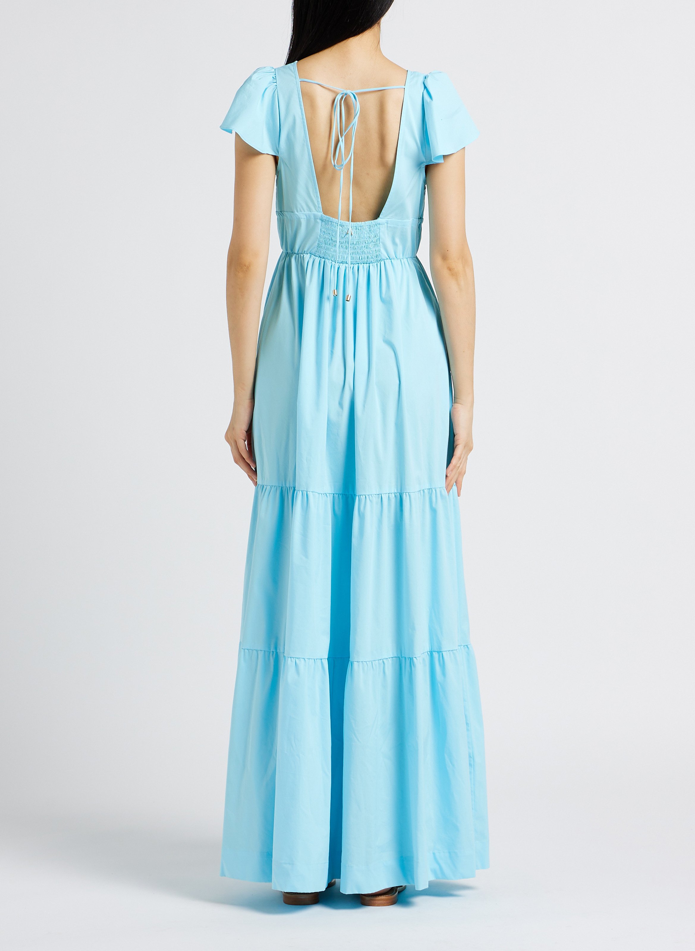 Long cotton-blend poplin dress TWINSET Blue