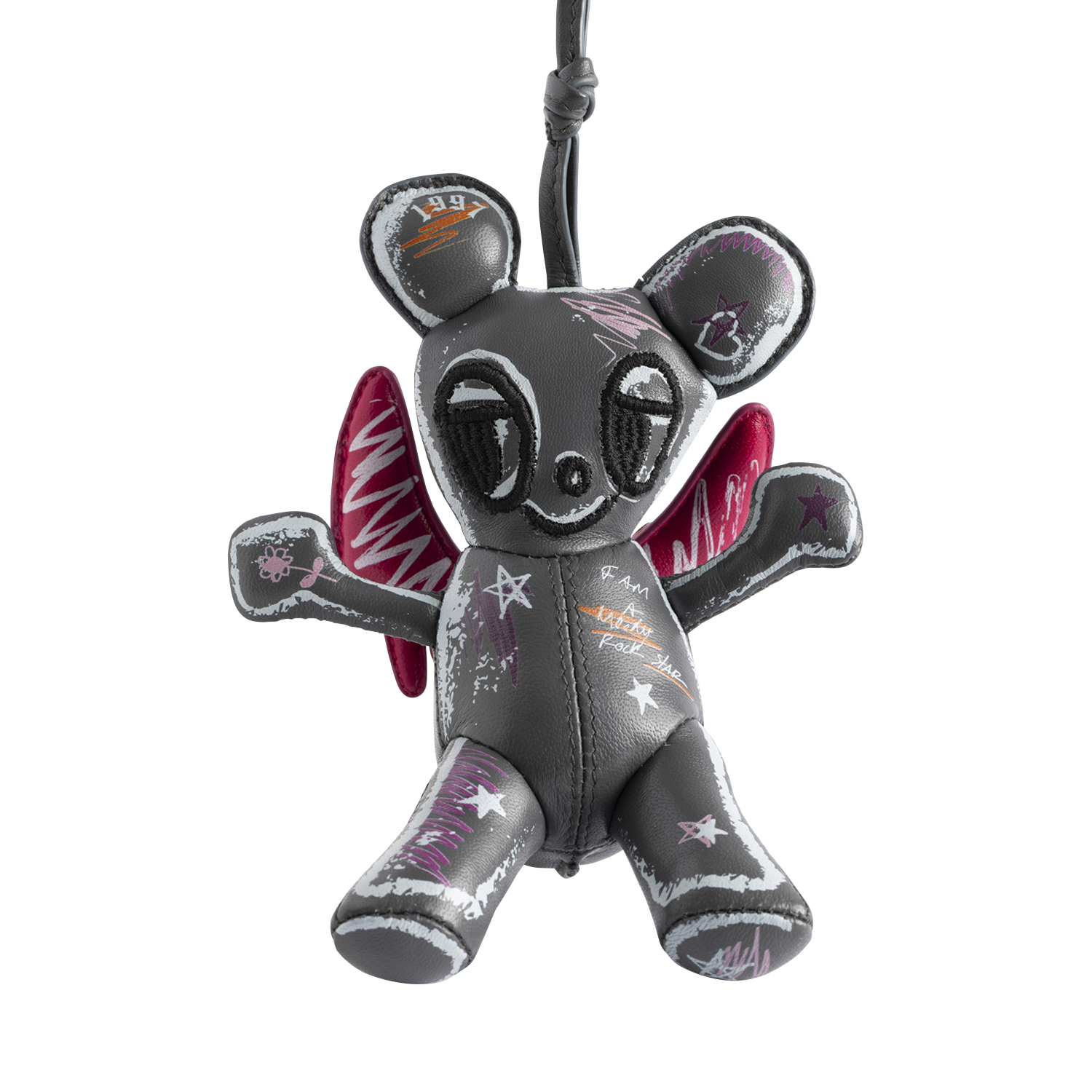 Porte-clés poupée souris à tags en cuir ZADIG&VOLTAIRE Gris