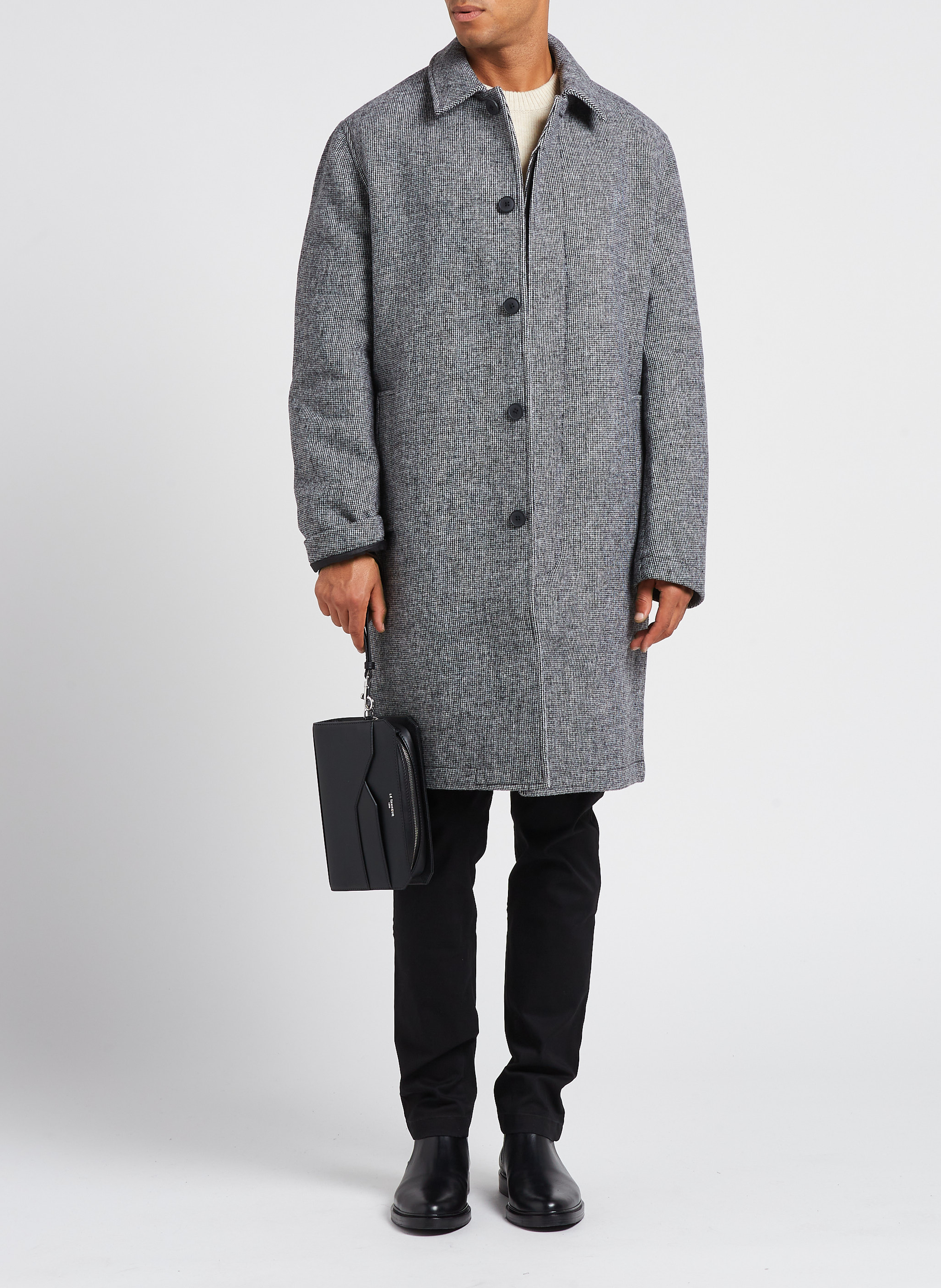 Halflange jas | wolblend MINIMUM Zwart