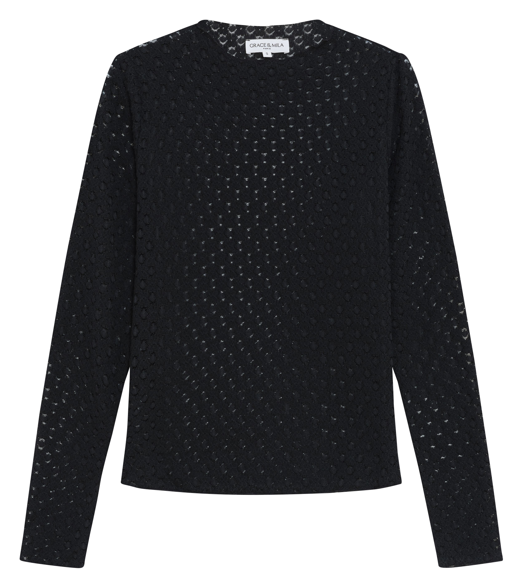 Top droit col rond en coton mélangé GRACE ET MILA Noir