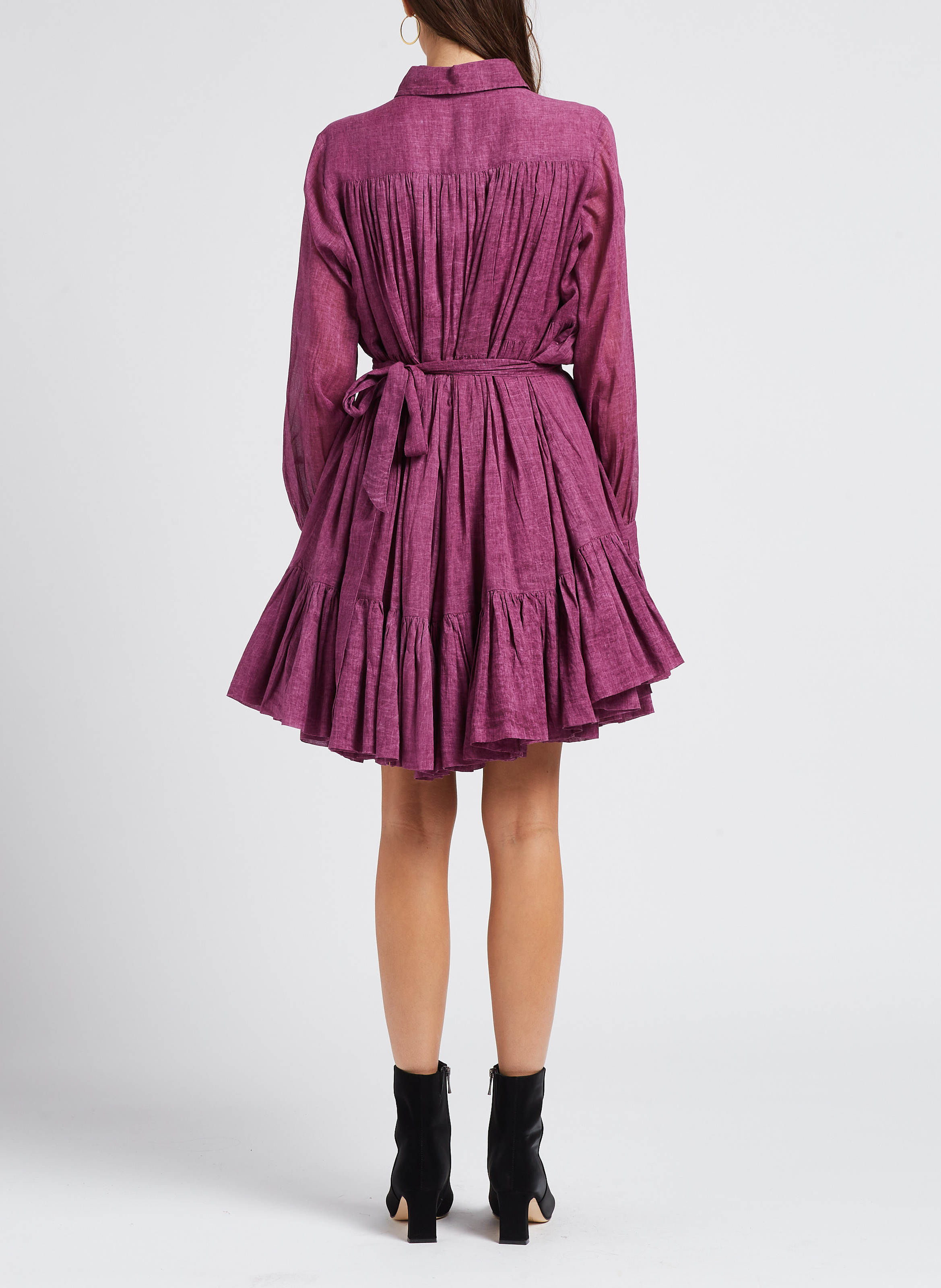 Kurzes Baumwollkleid mit Hemdkragen MES DEMOISELLES Rosa