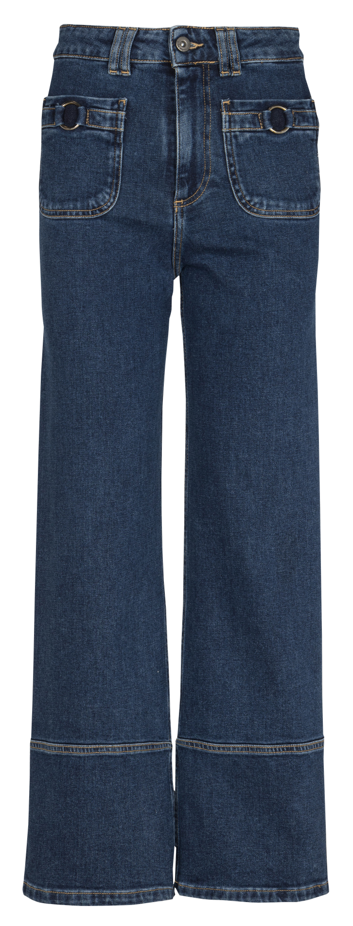 Straight organic cotton-blend high-rise jeans LA FEE MARABOUTEE Blue