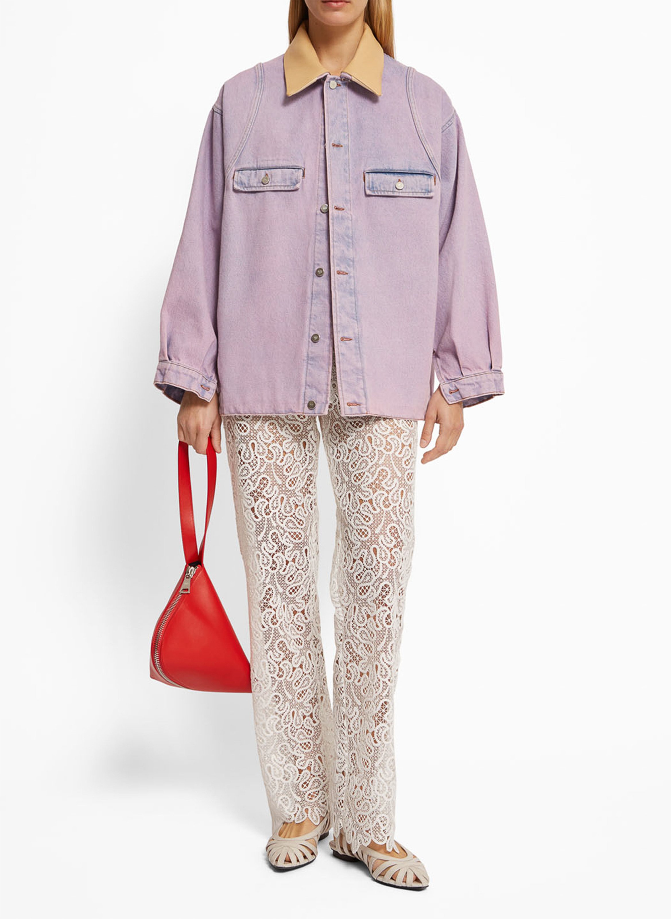 Veste en denim col classique ROSEANNA Rose