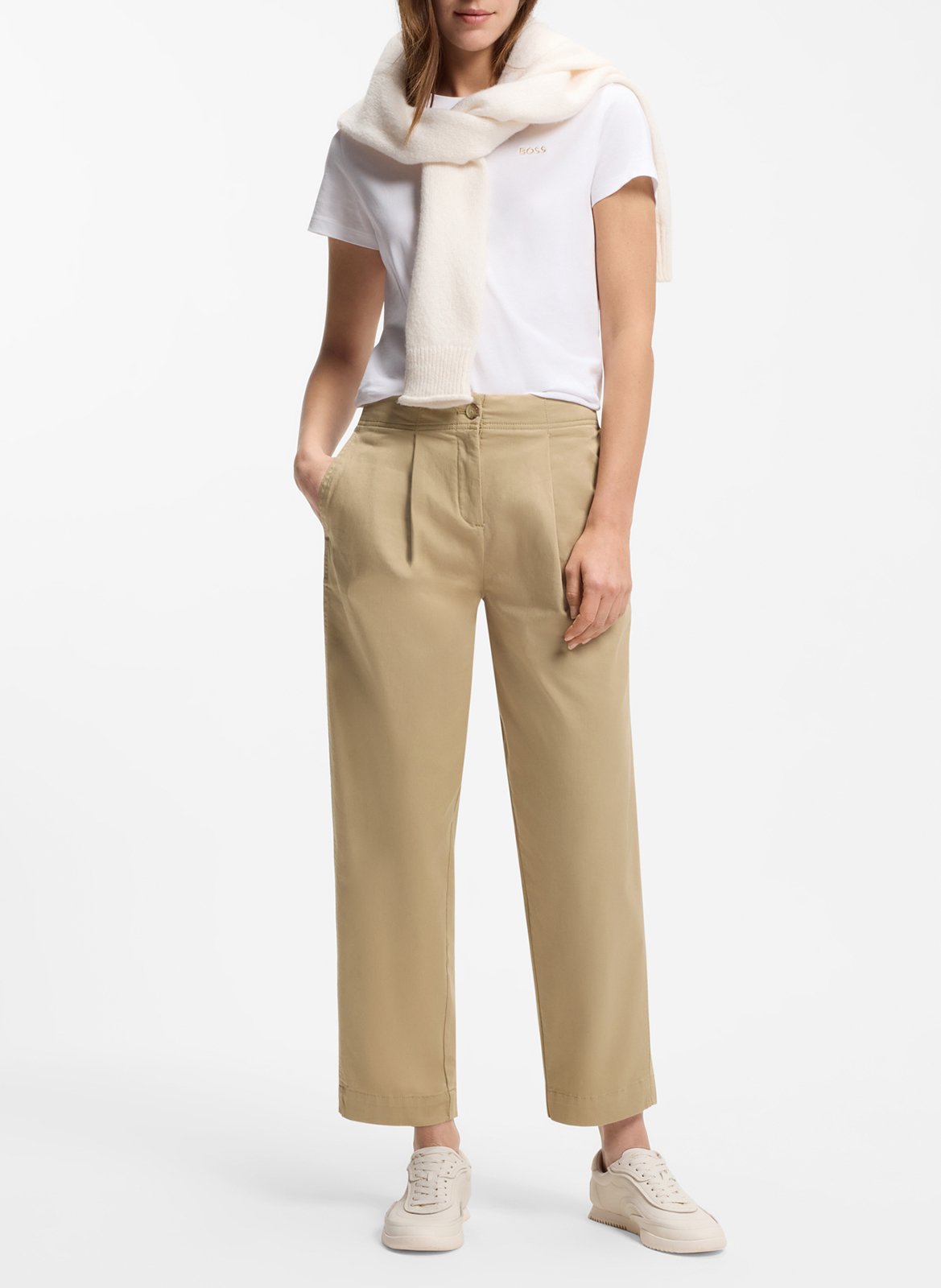Cotton-blend carrot pants BOSS Brown