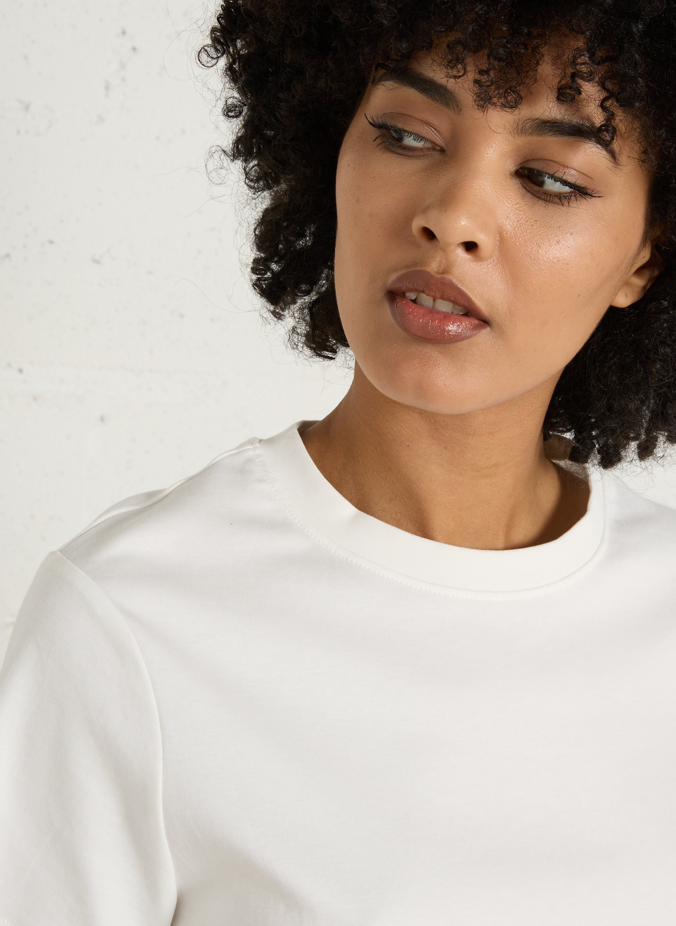 tee-shirt droit col rond en coton MAISON 123 Blanc