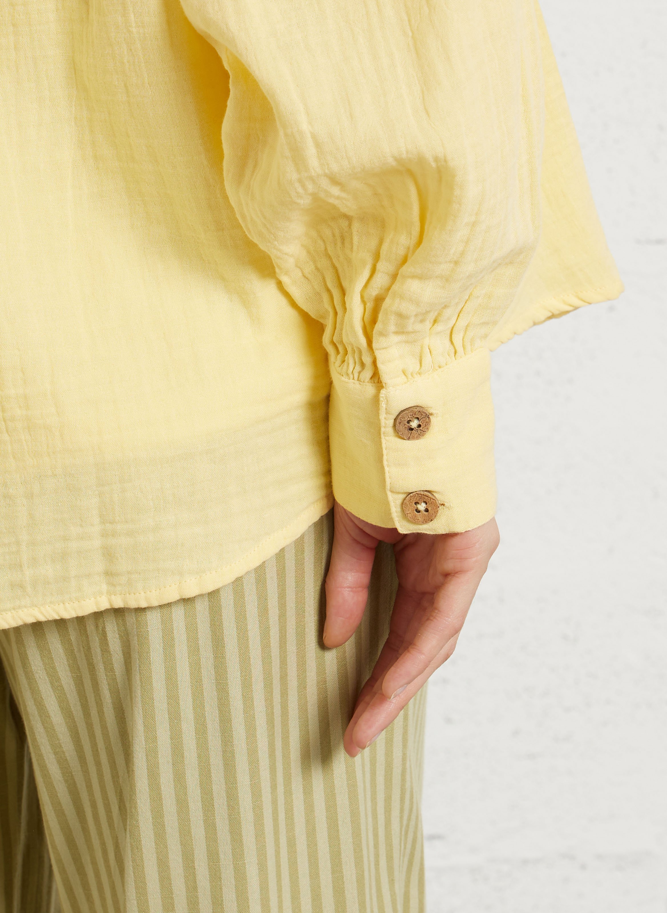 Cotton gauze shirt with classic collar BILLABONG Yellow