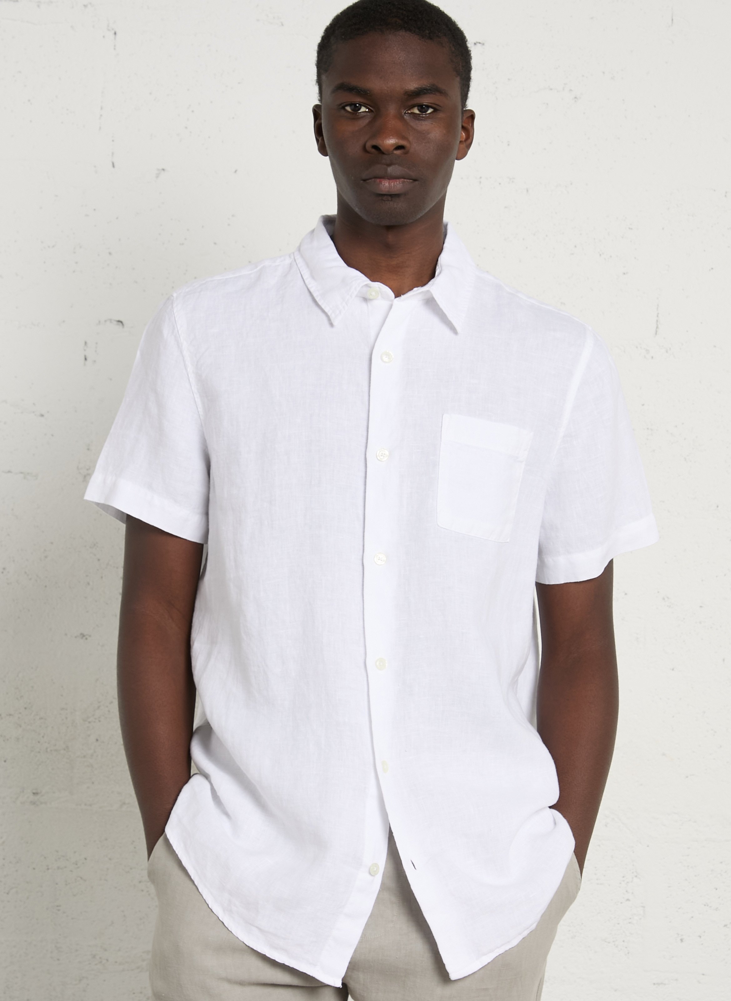 Chemise coupe confort col classique en lin ARMOR LUX Blanc