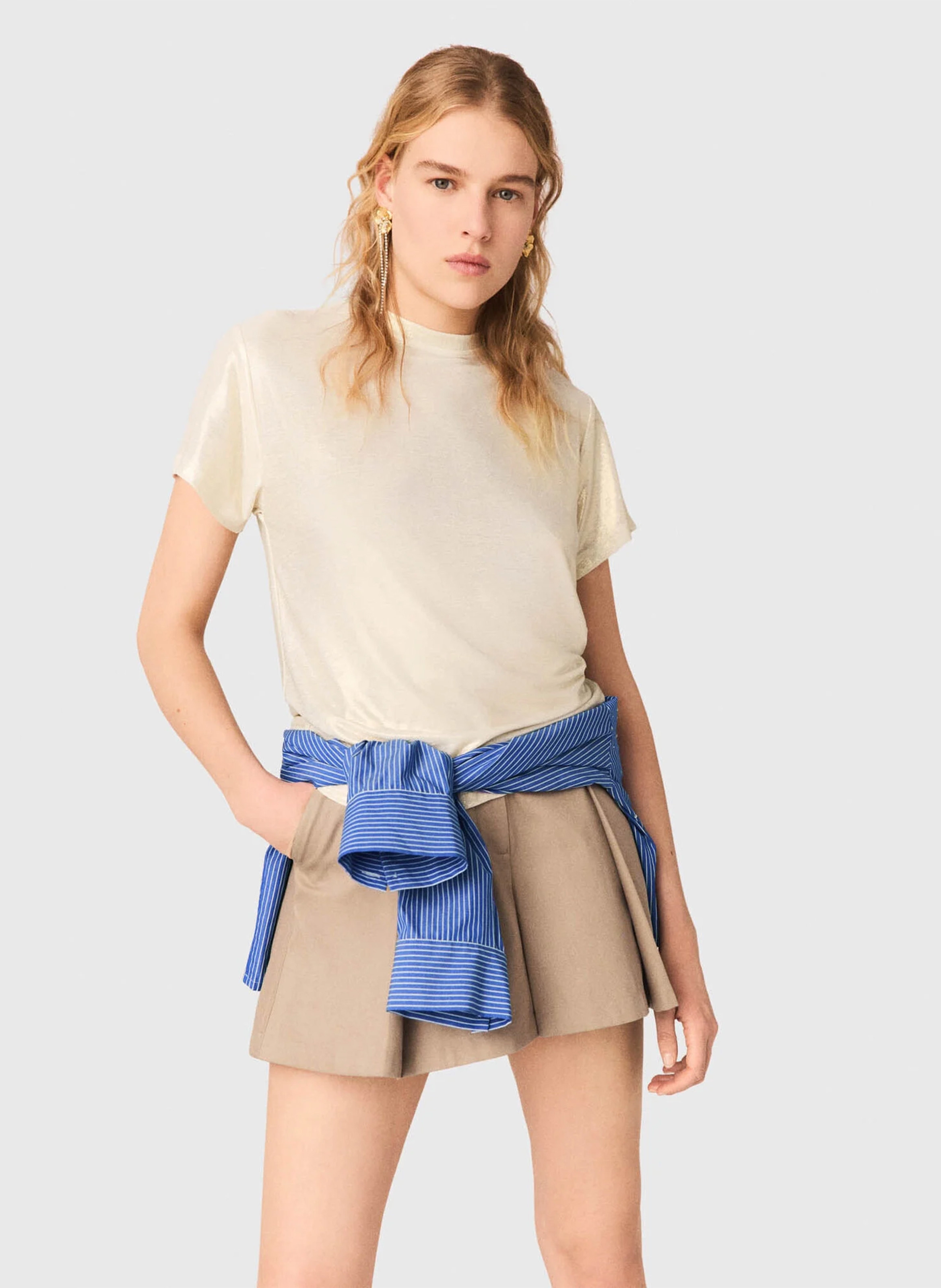 Recht T-shirt met ronde hals MAJE Goudkleurig