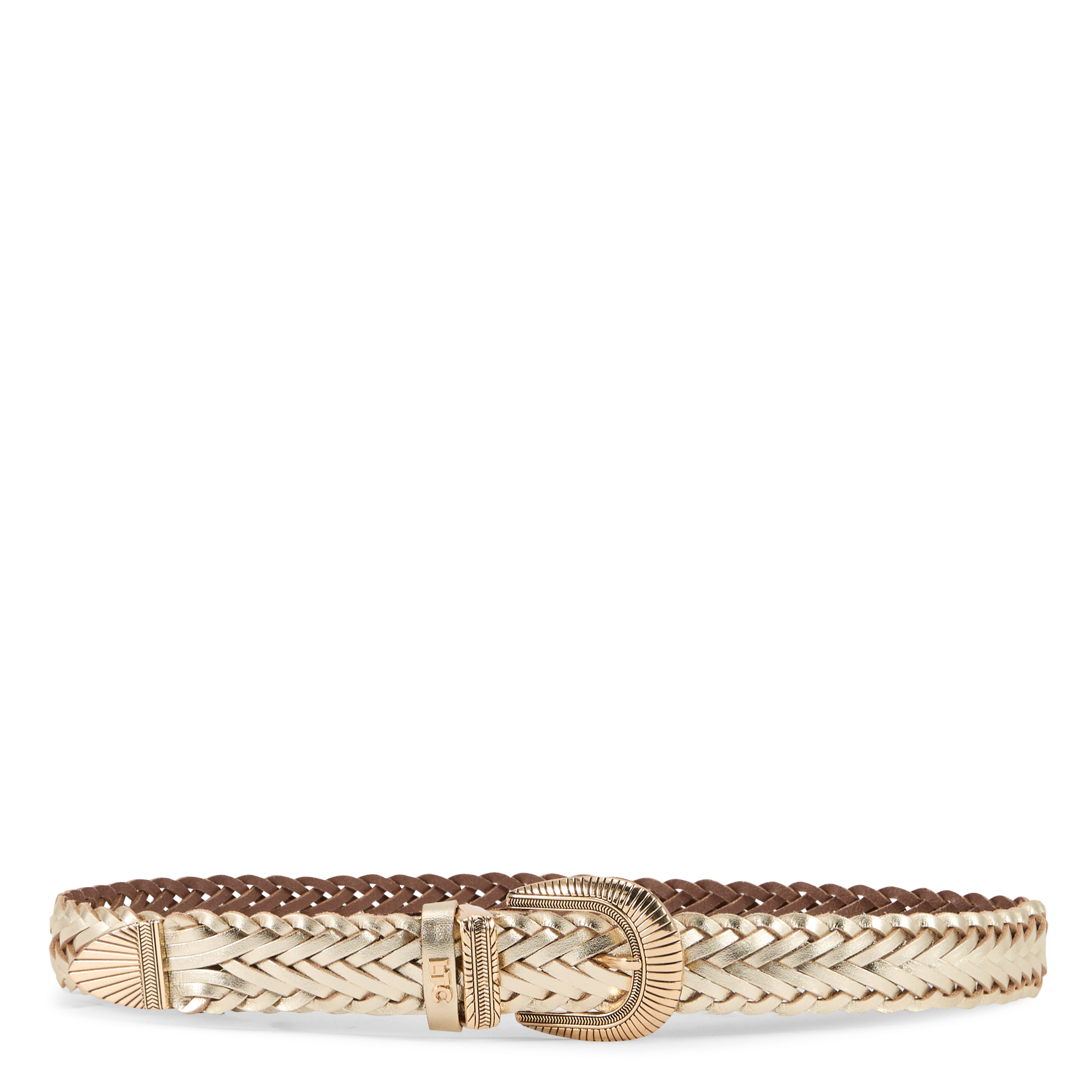 Geflochtener Gürtel aus Veloursleder LE TEMPS DES CERISES Golden