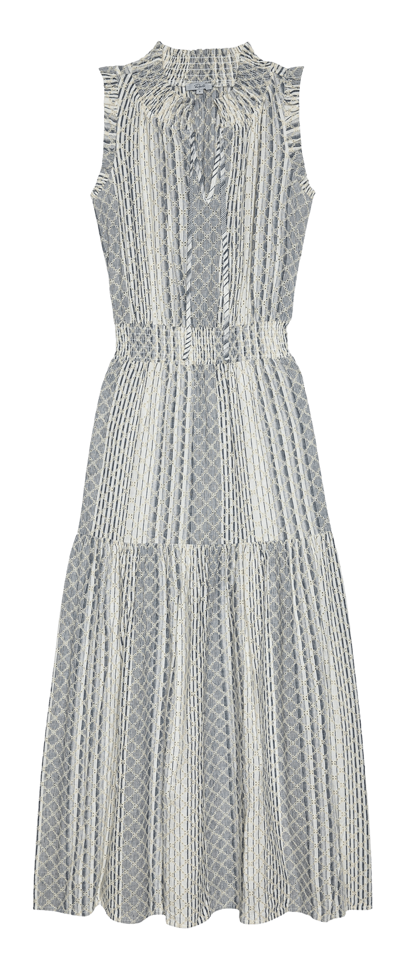 Lange mouwloze bedrukte linnenmix jurk RAILS Veelkleurig