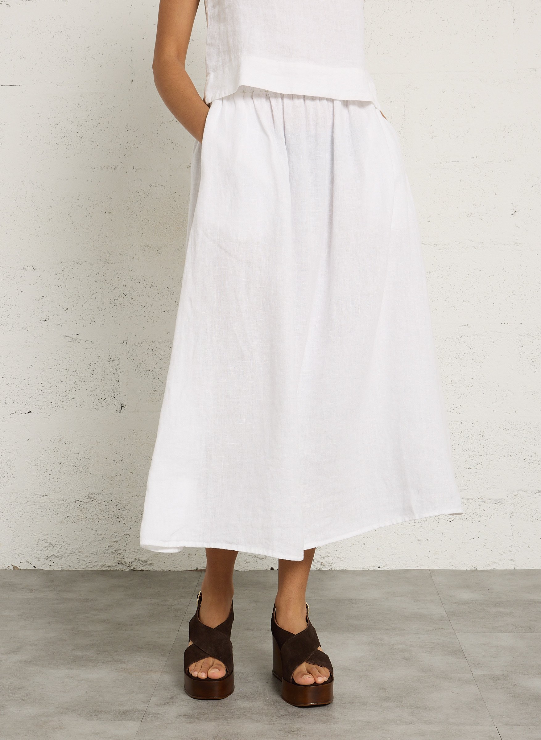 Jupe longue en lin THE NEW SOCIETY Blanc