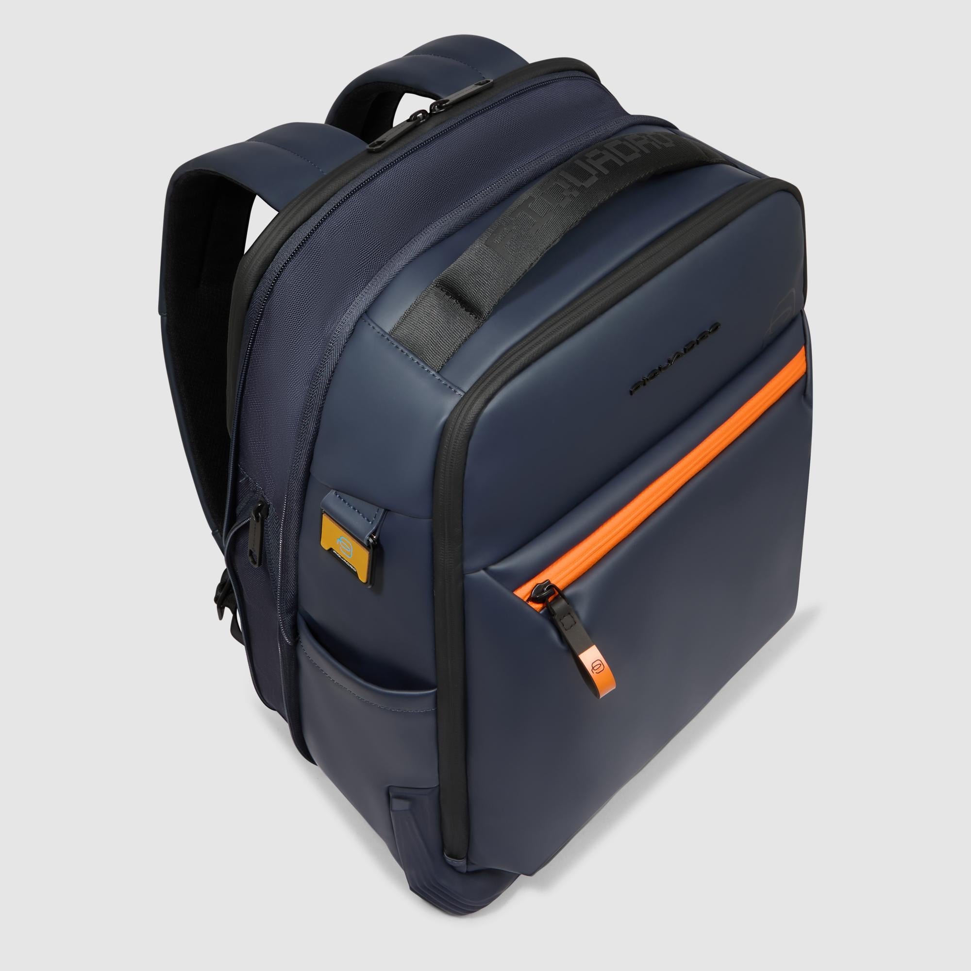 Water-repellent, expandable travel backpack PIQUADRO Blue