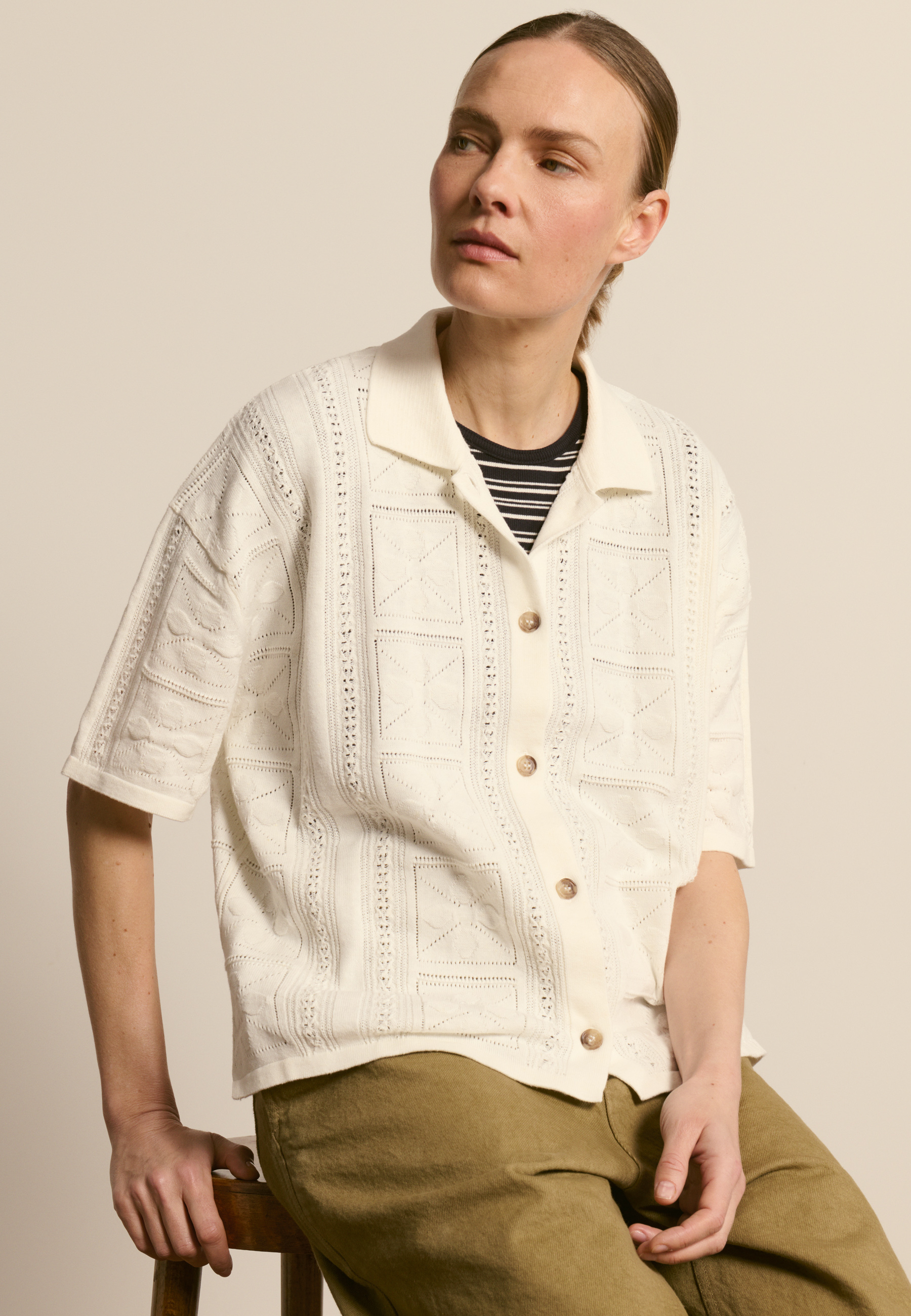 Chemise en coton ajouré MAISON MONTAGUT Blanc