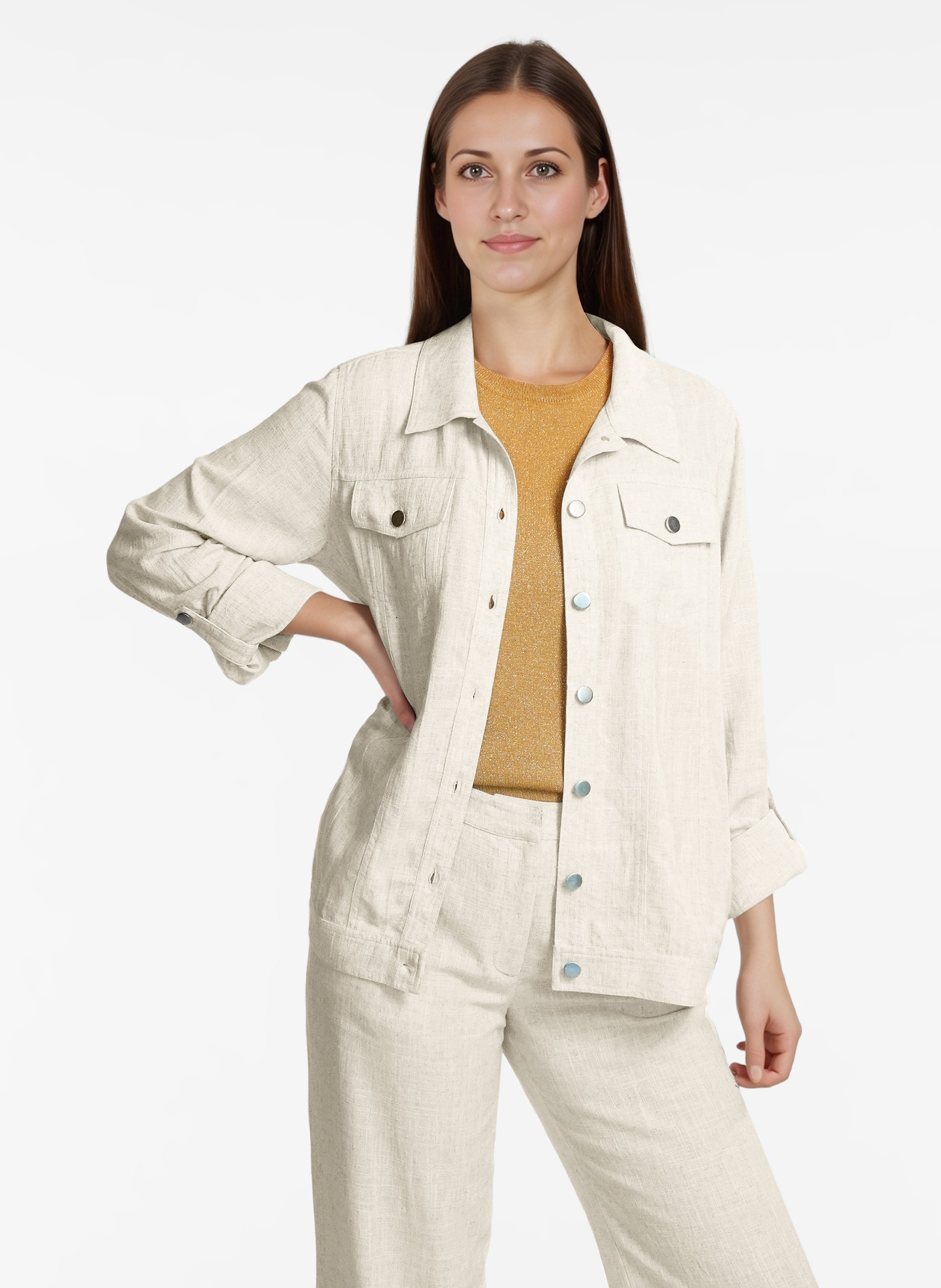 Top recto de cuello redondo en tejido de lurex VILA Amarillo