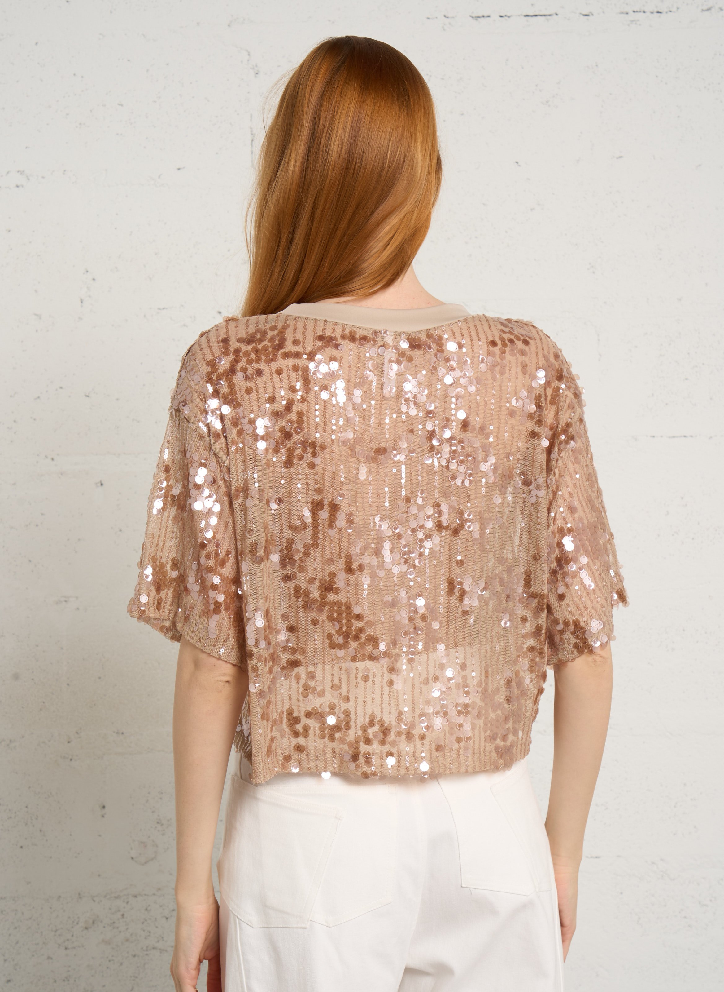 Tee-shirt à sequins manches courtes IMPERIAL Rose