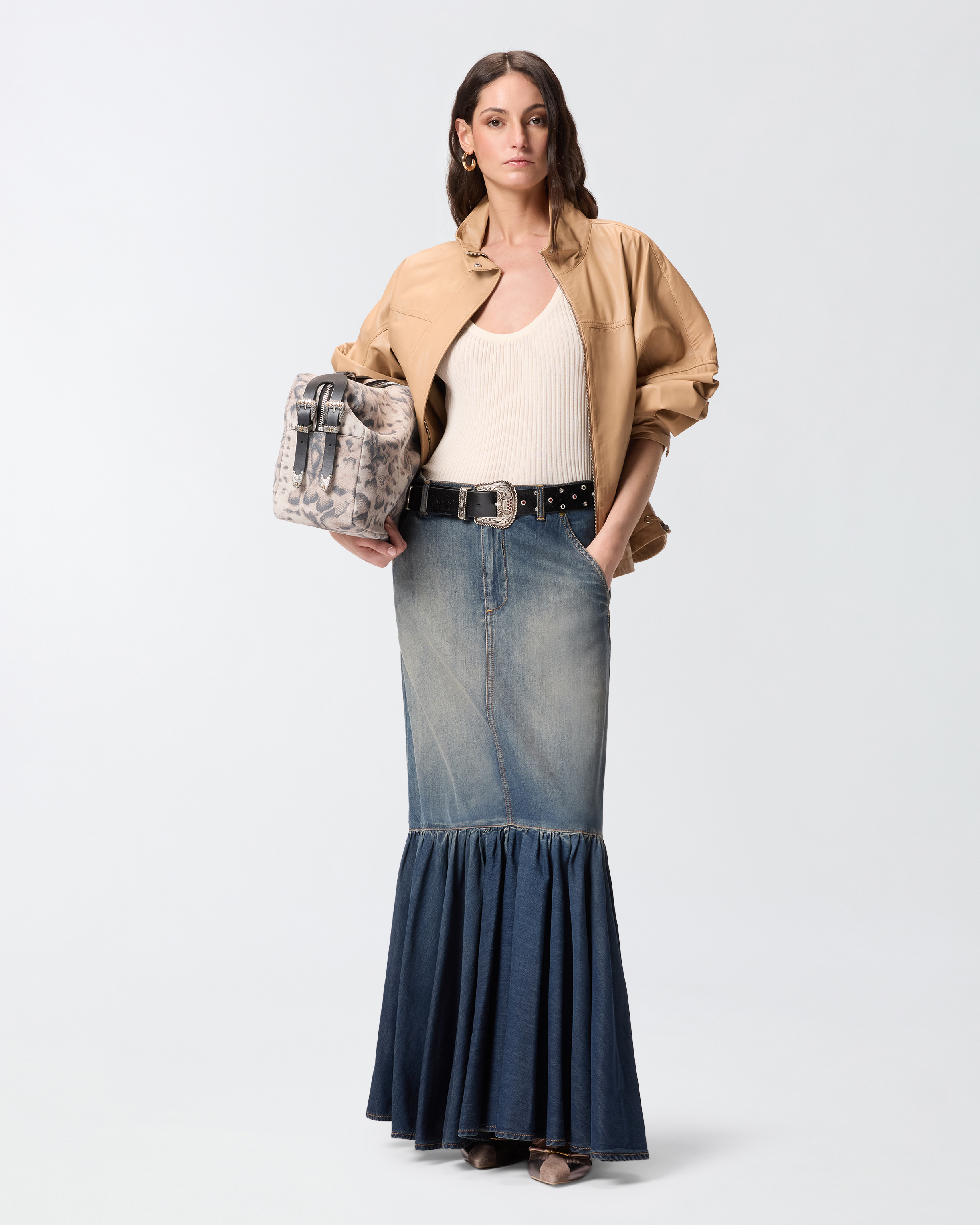 Blouson en cuir nappa PINKO Beige