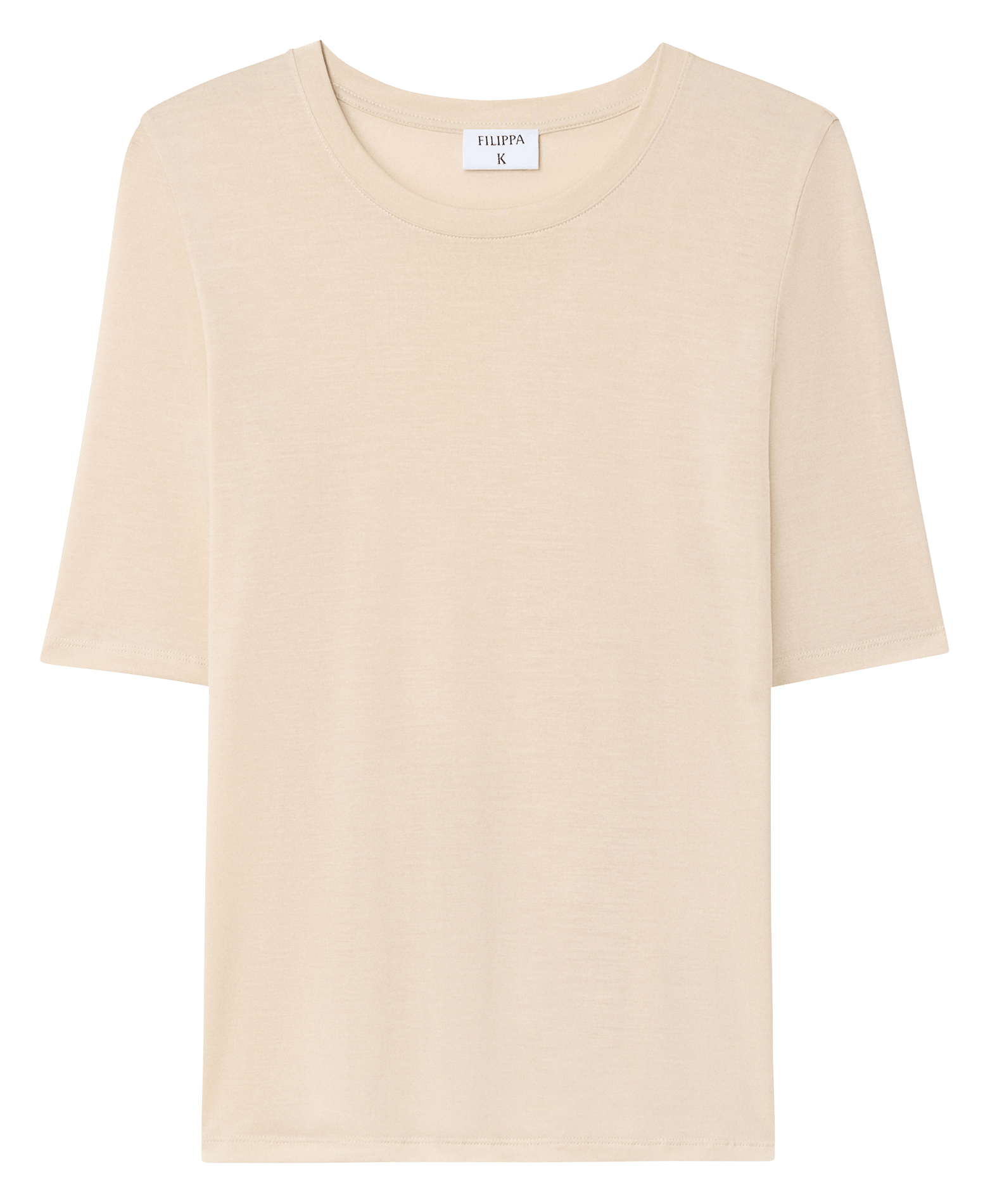 Aansluitend T-shirt met ronde hals in effen kleur. FILIPPA K Beige