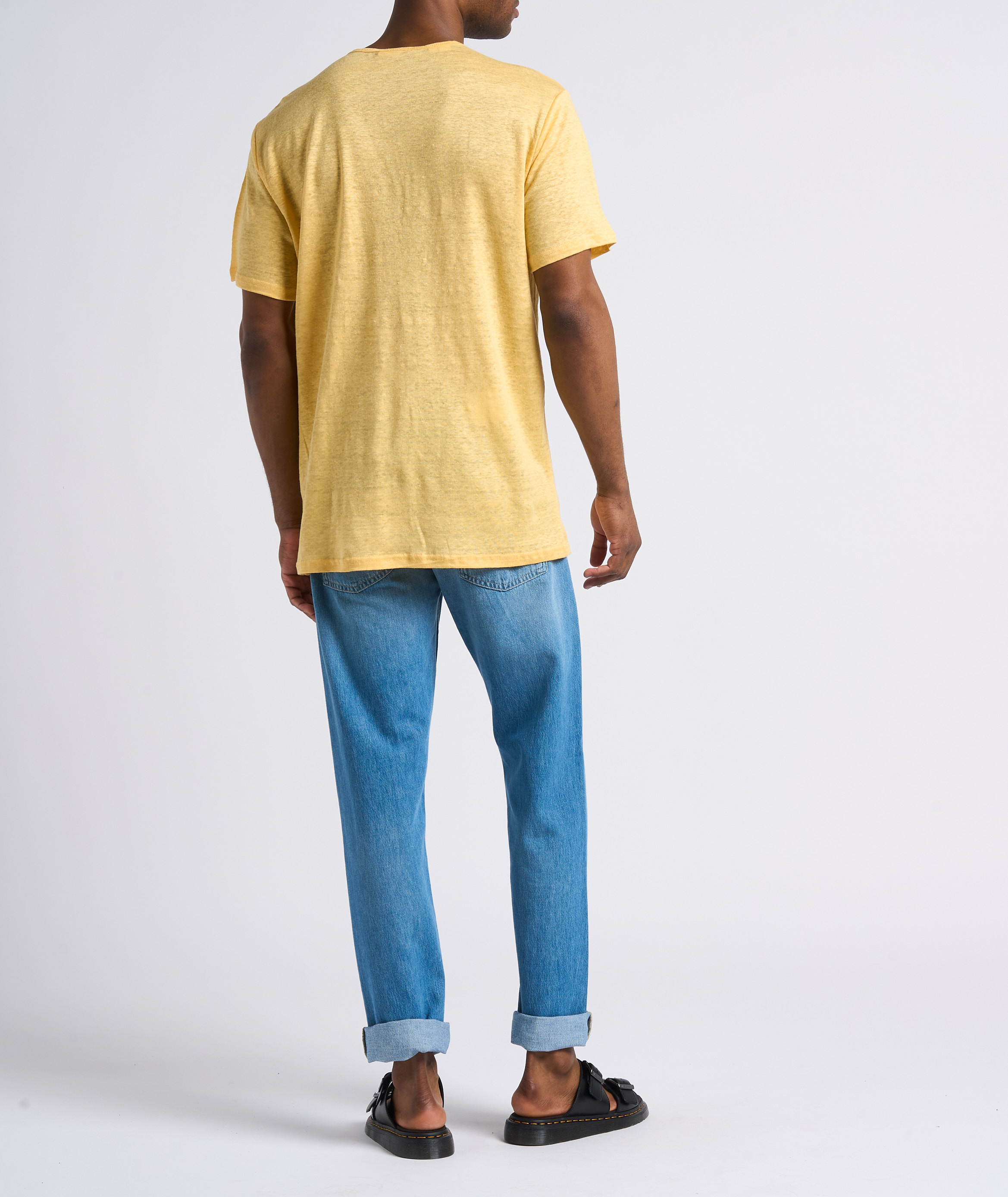 Linnen T-shirt met ronde hals SELECTED Geel