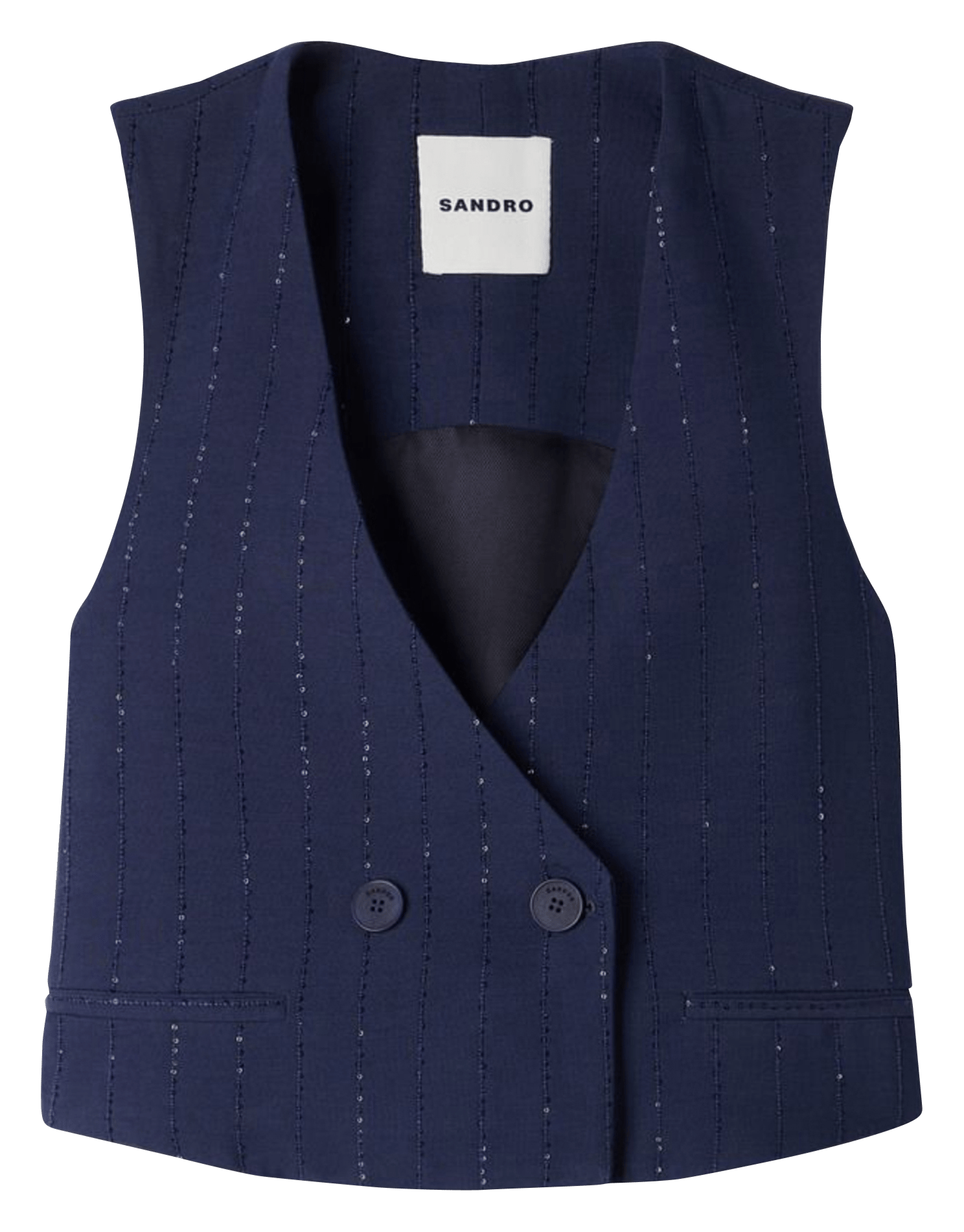 Gilet col V  SANDRO Bleu